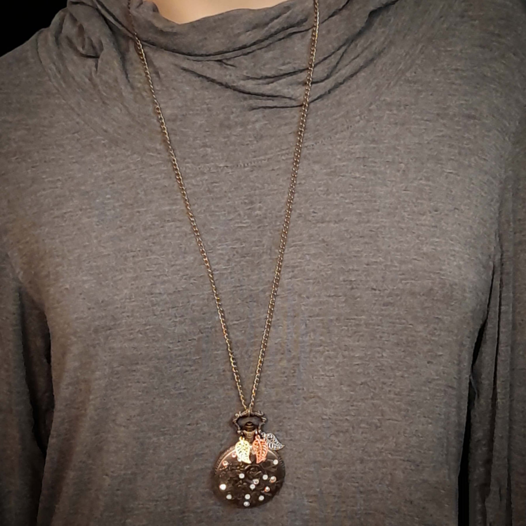 Rose Flower Garden Pocket Watch Necklace