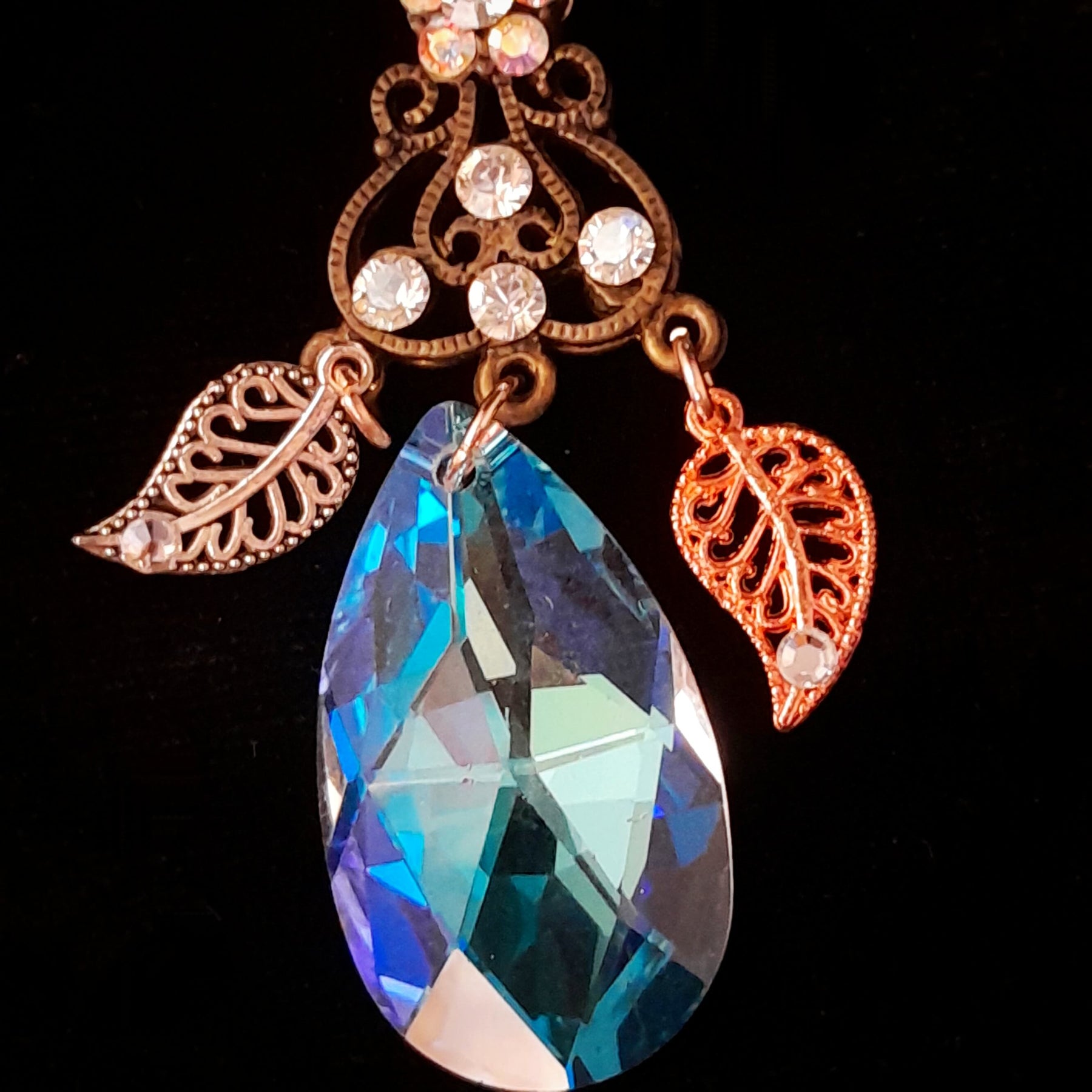 Maple Leaf & Moon Crystal Necklace