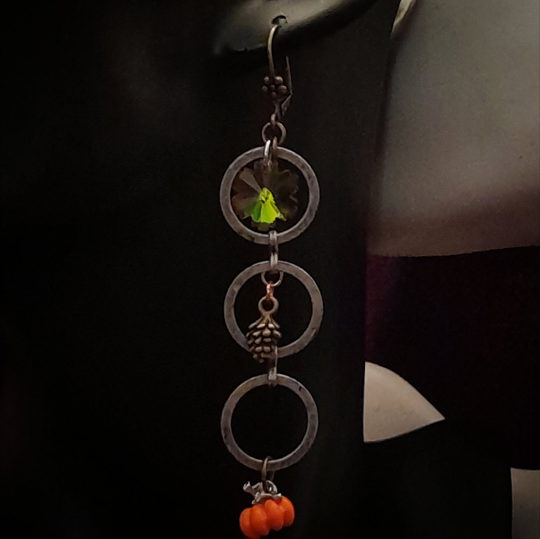 Long Dangle Pumpkin Earrings