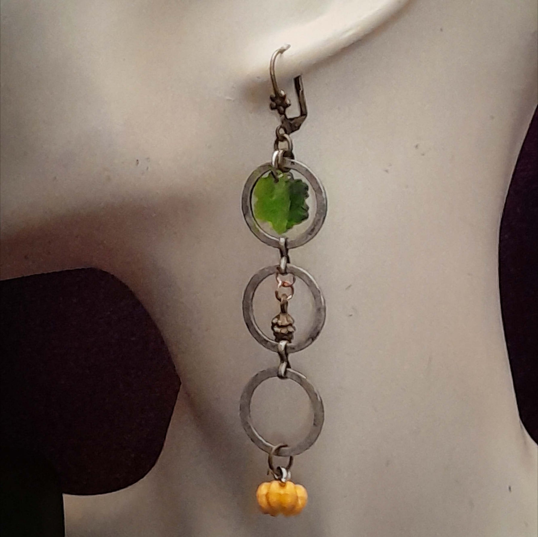 Long Dangle Pumpkin Earrings