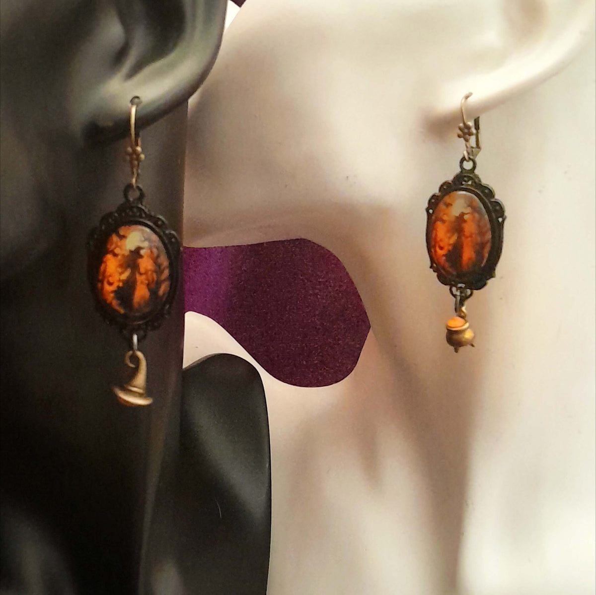 Forest Witch Orange Cabochon Earrings