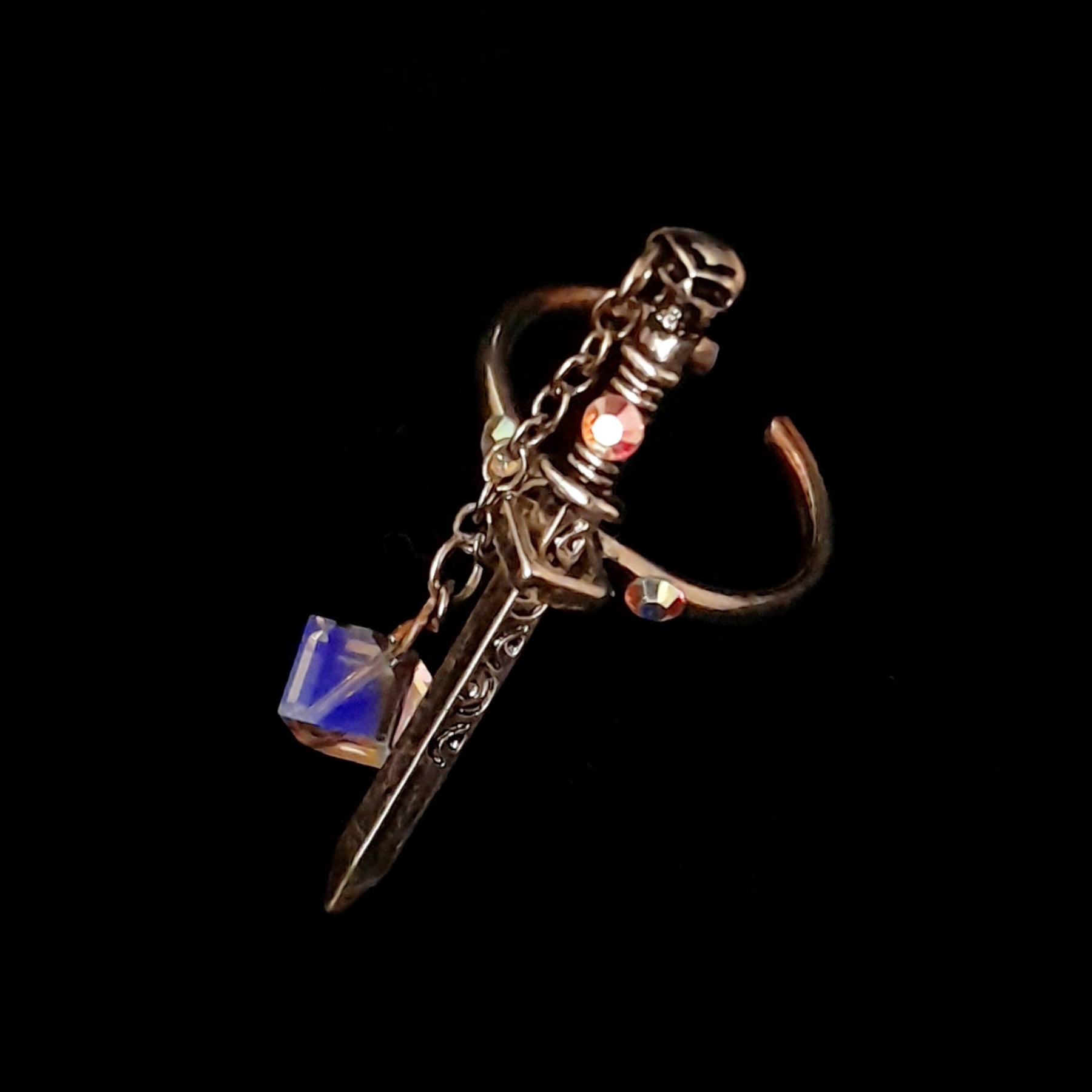 Adjustable Ring Sword AB Crystals