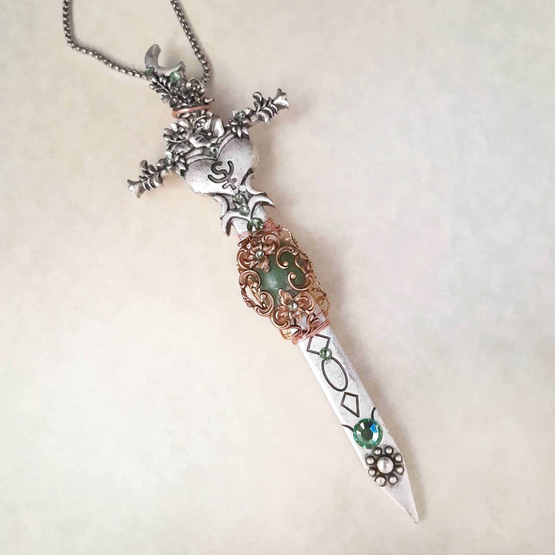 Green Jade Magical Sword Necklace