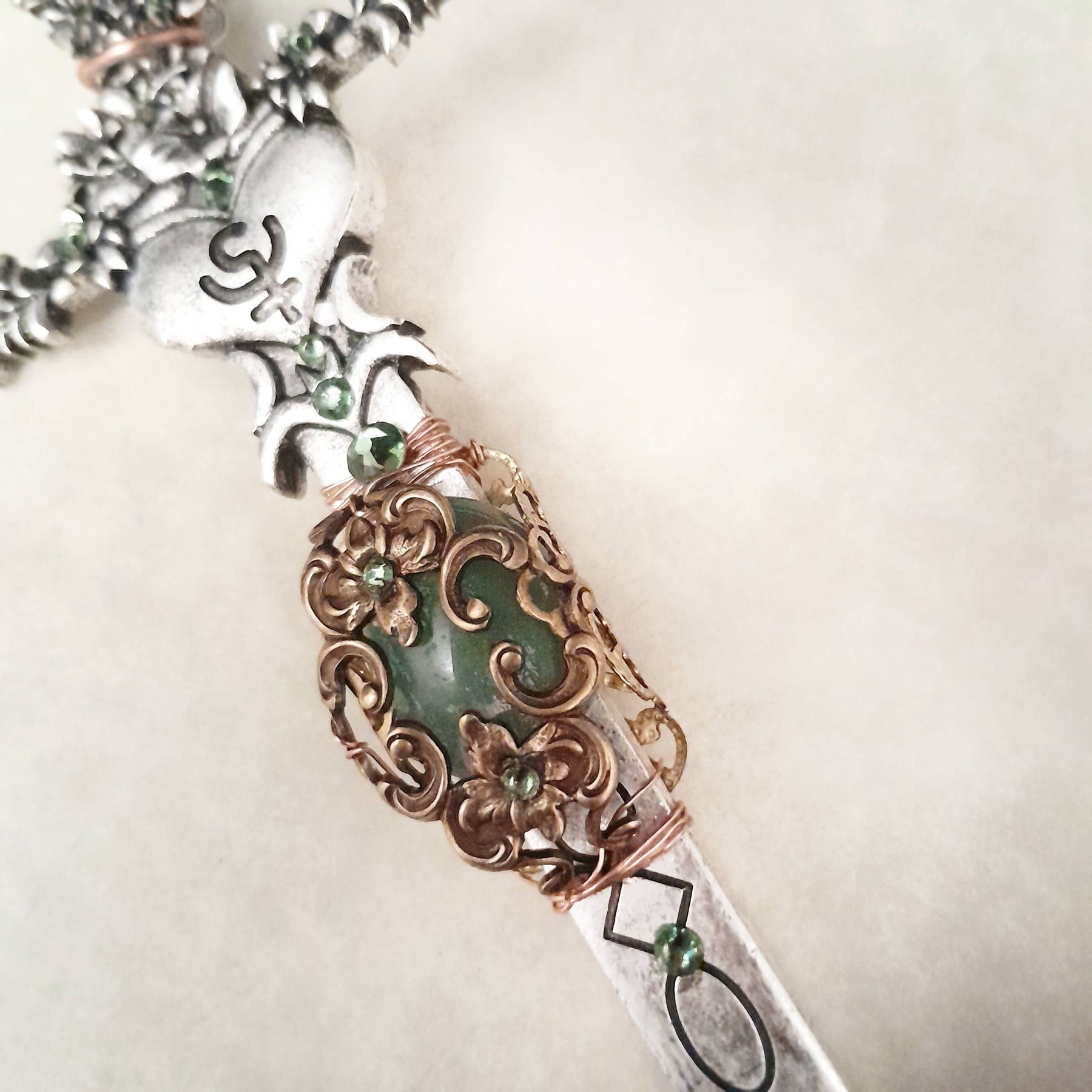 Green Jade Magical Sword Necklace