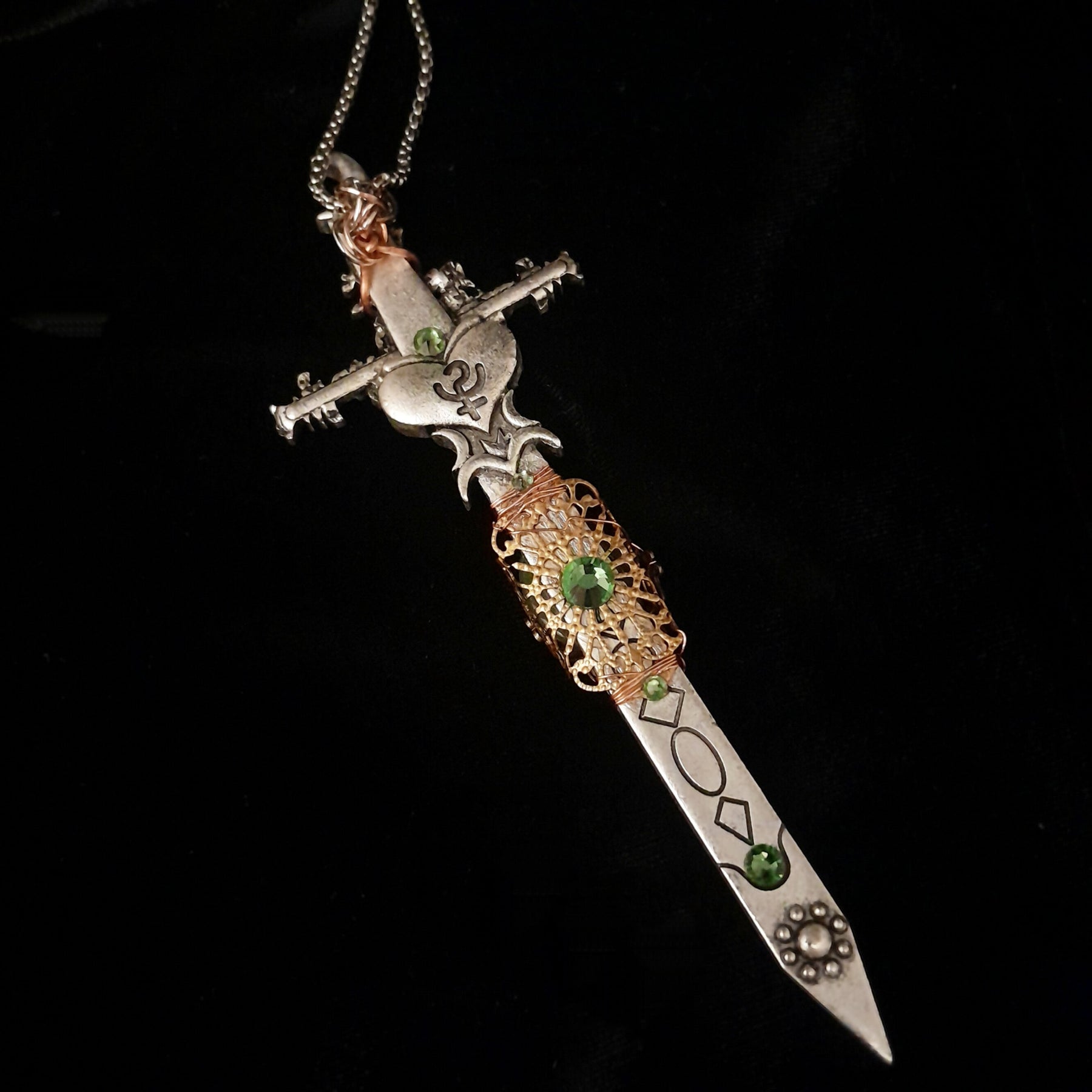 Green Jade Magical Sword Necklace