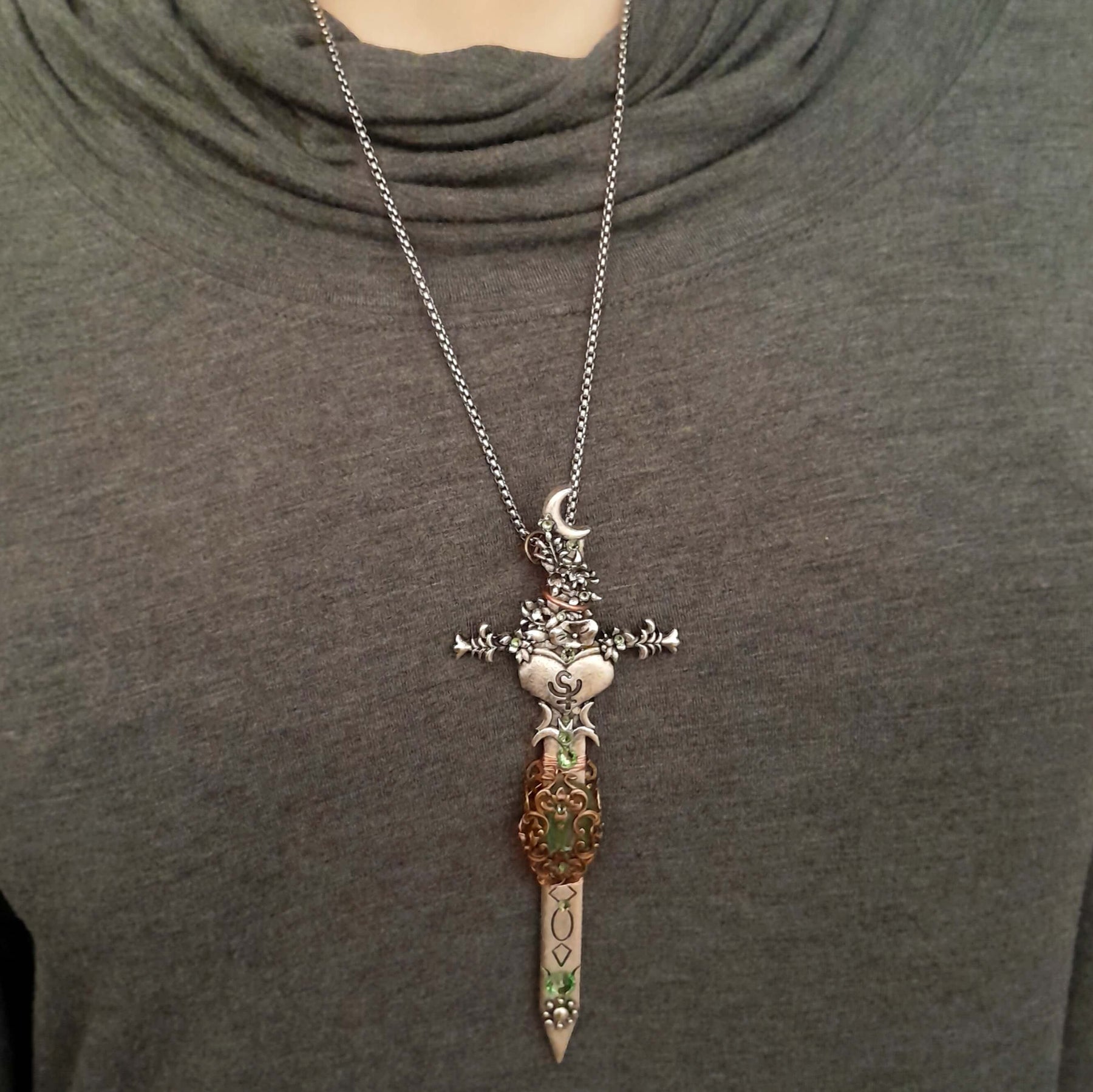 Green Jade Magical Sword Necklace