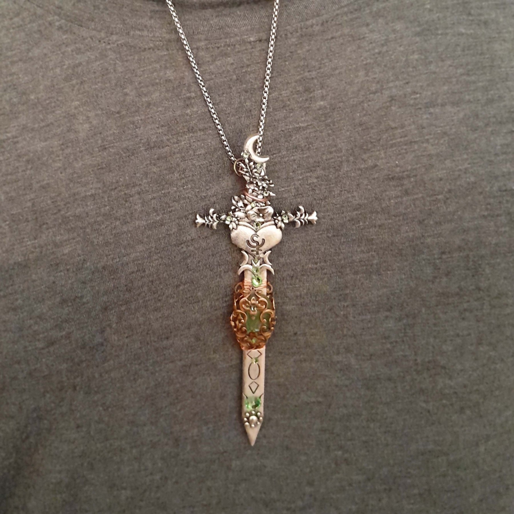 Green Jade Magical Sword Necklace