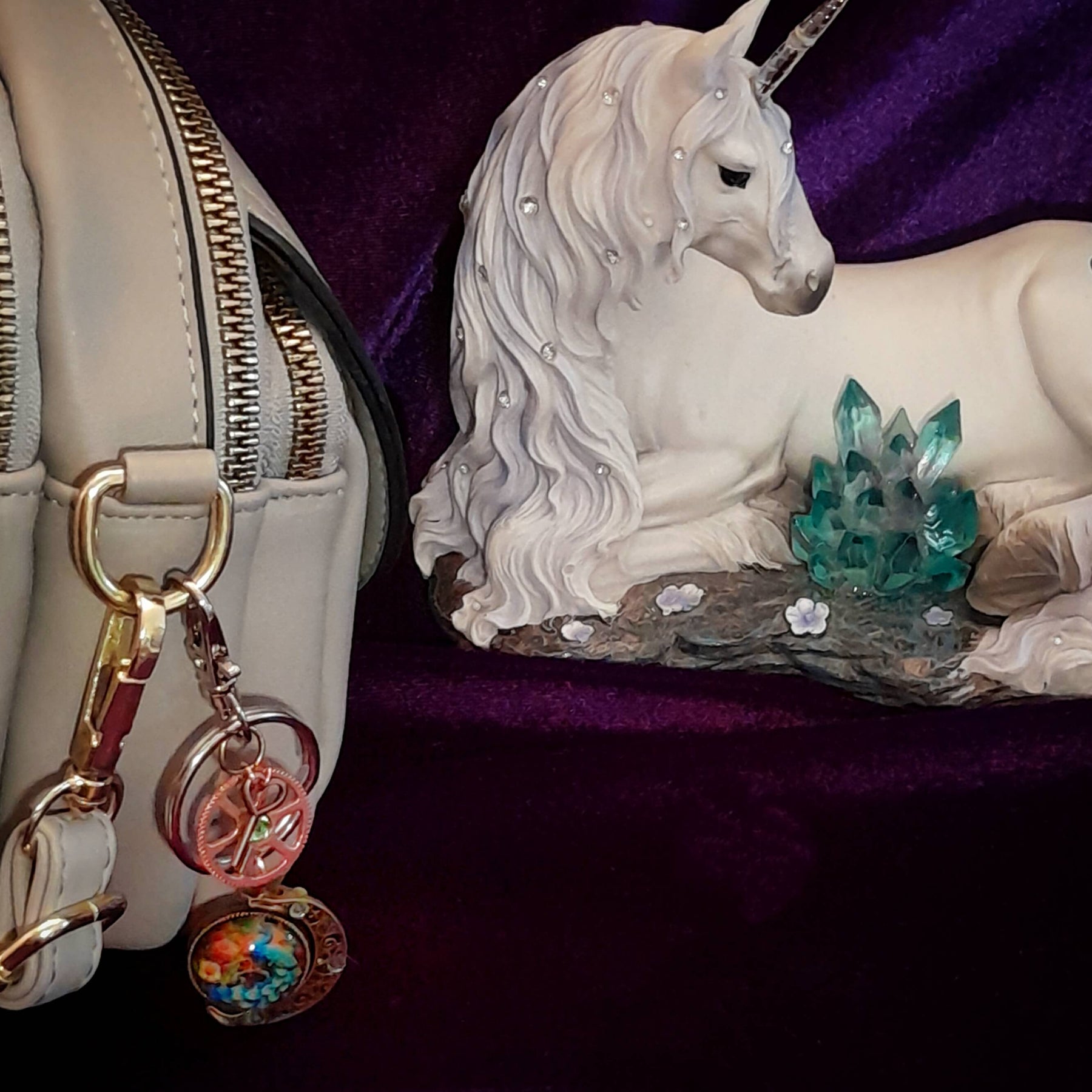 Purse Charm Peacock & Moon
