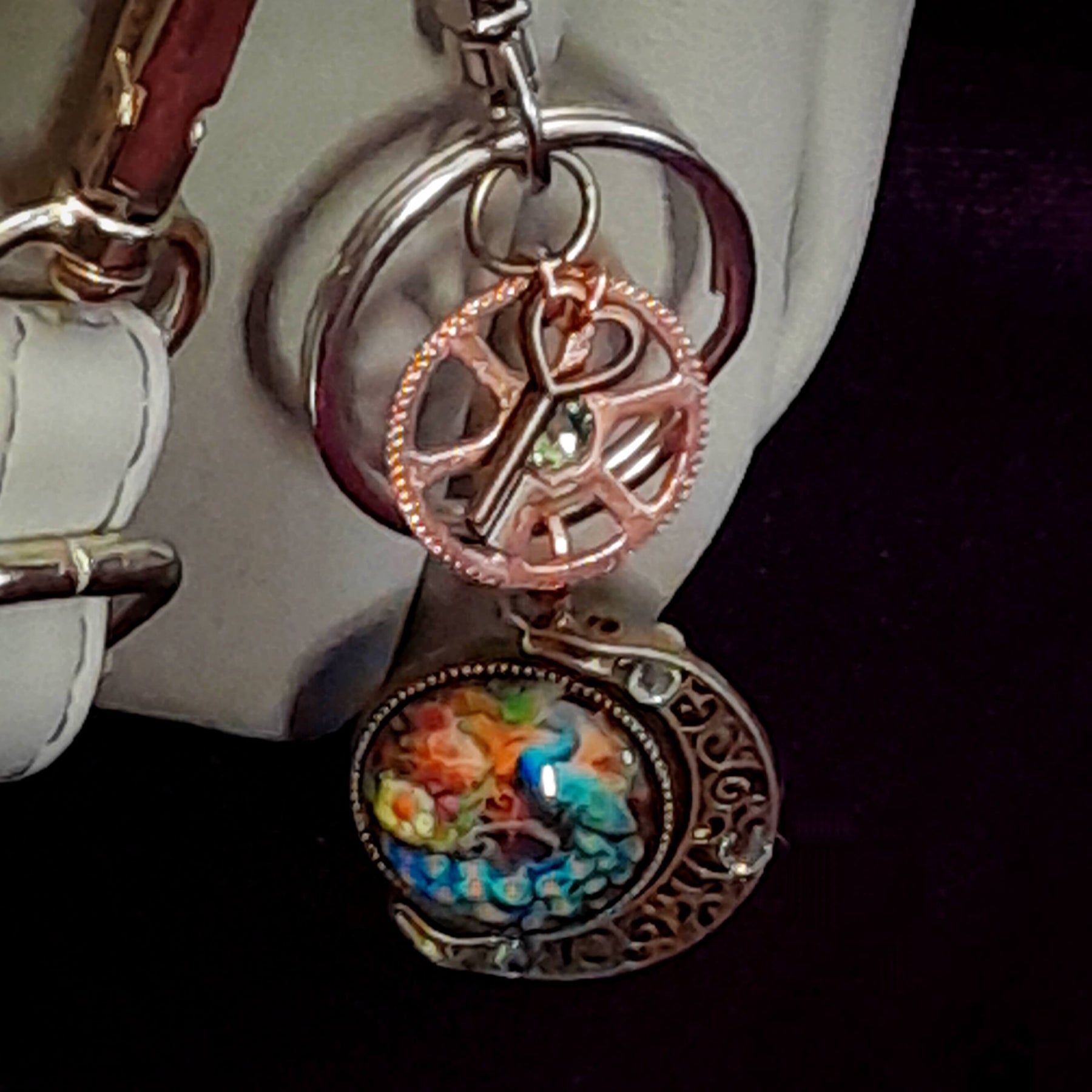Purse Charm Peacock & Moon