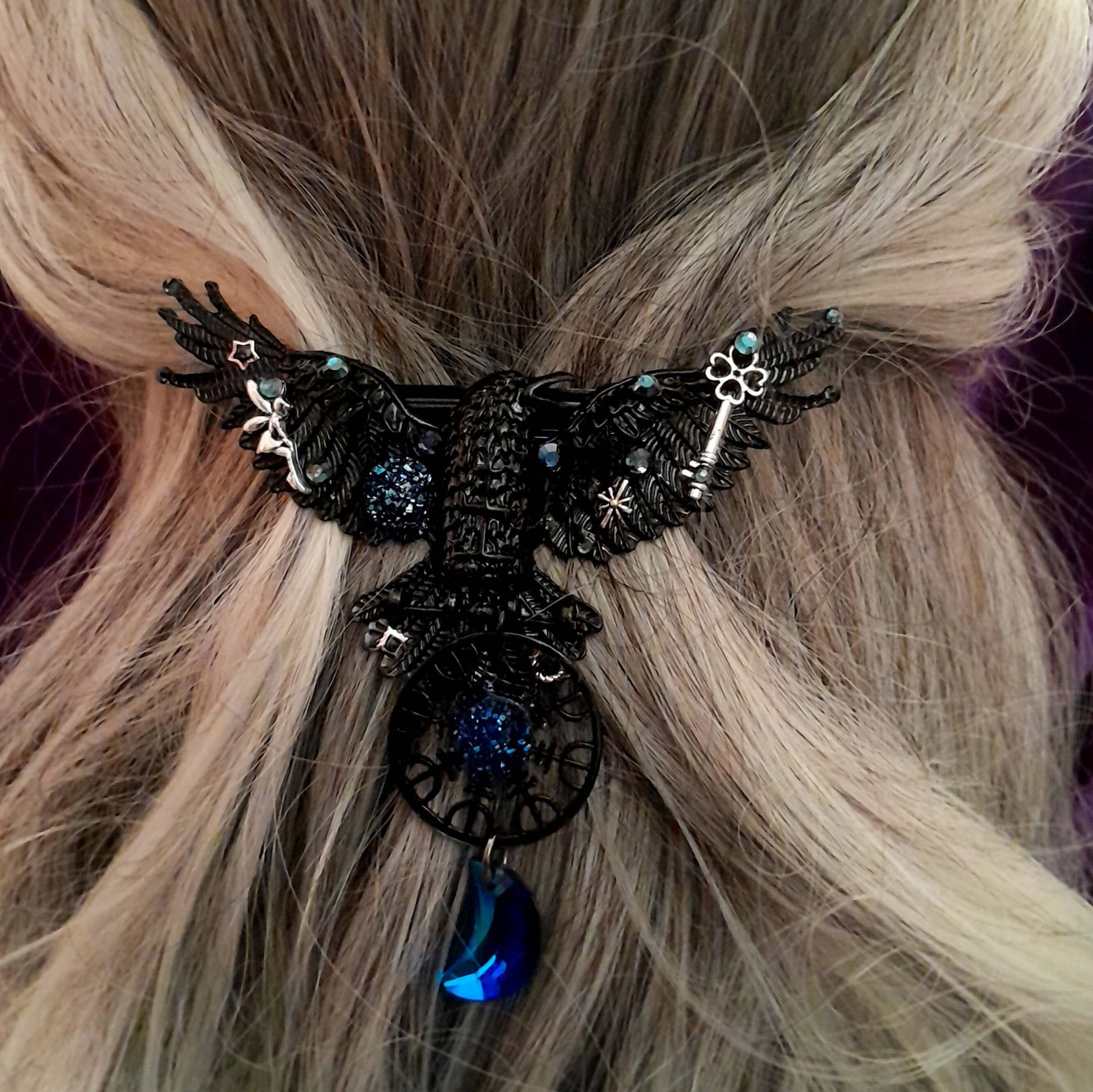 Black Raven Hairclip Magical Fantasy