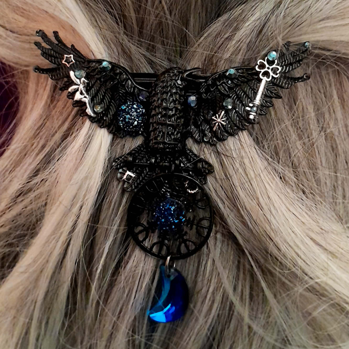 Black Raven Hairclip Magical Fantasy