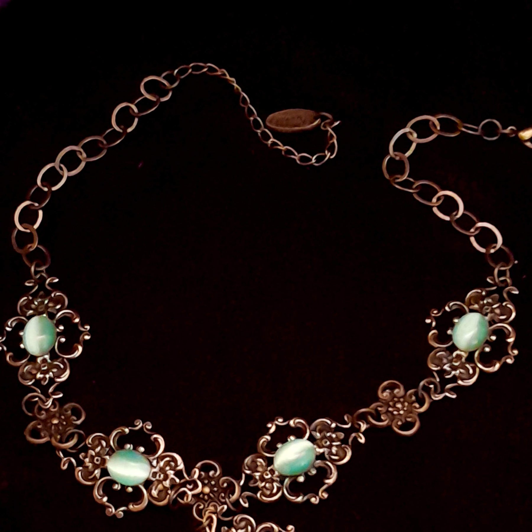Victorian Style Mint Green Heart Necklace