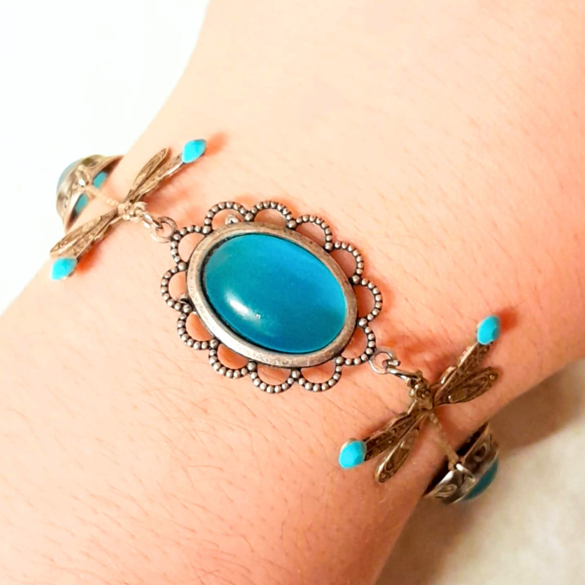 Dragonfly Bracelet Turquoise Cat's Eye