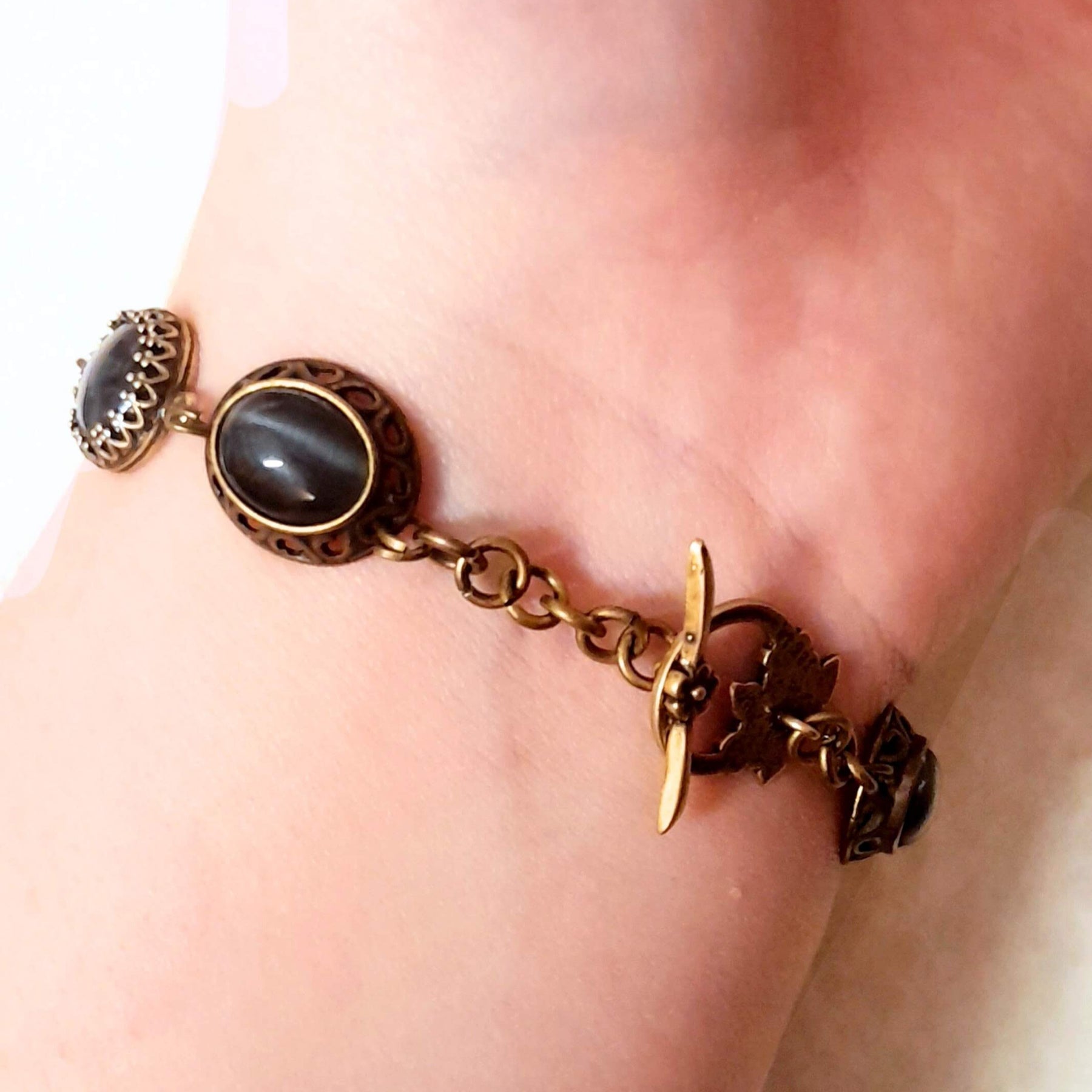 Dragonfly Bracelet Black Cat's Eye