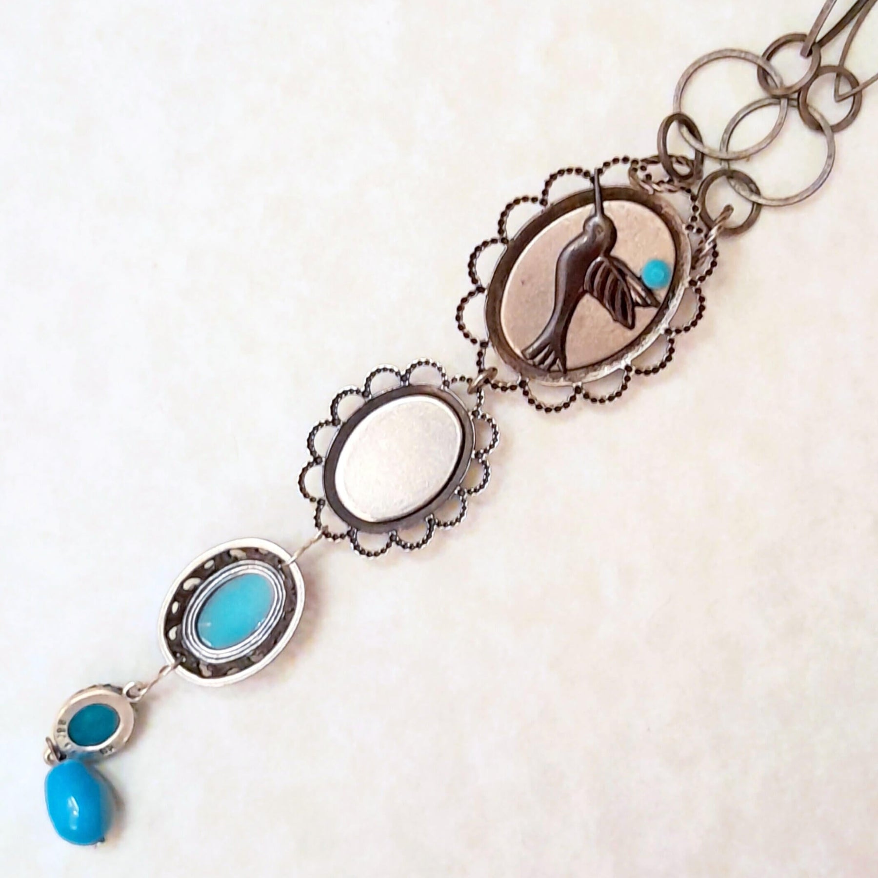 Turquoise Dragonfly Necklace Cat's Eye