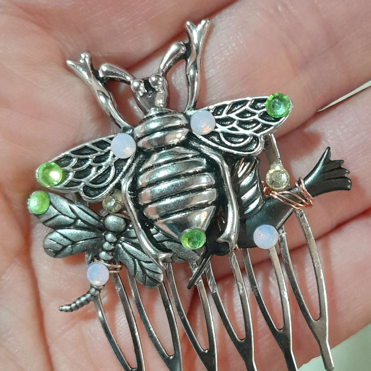 Bee Hummingbird Dragonfly Hair Comb