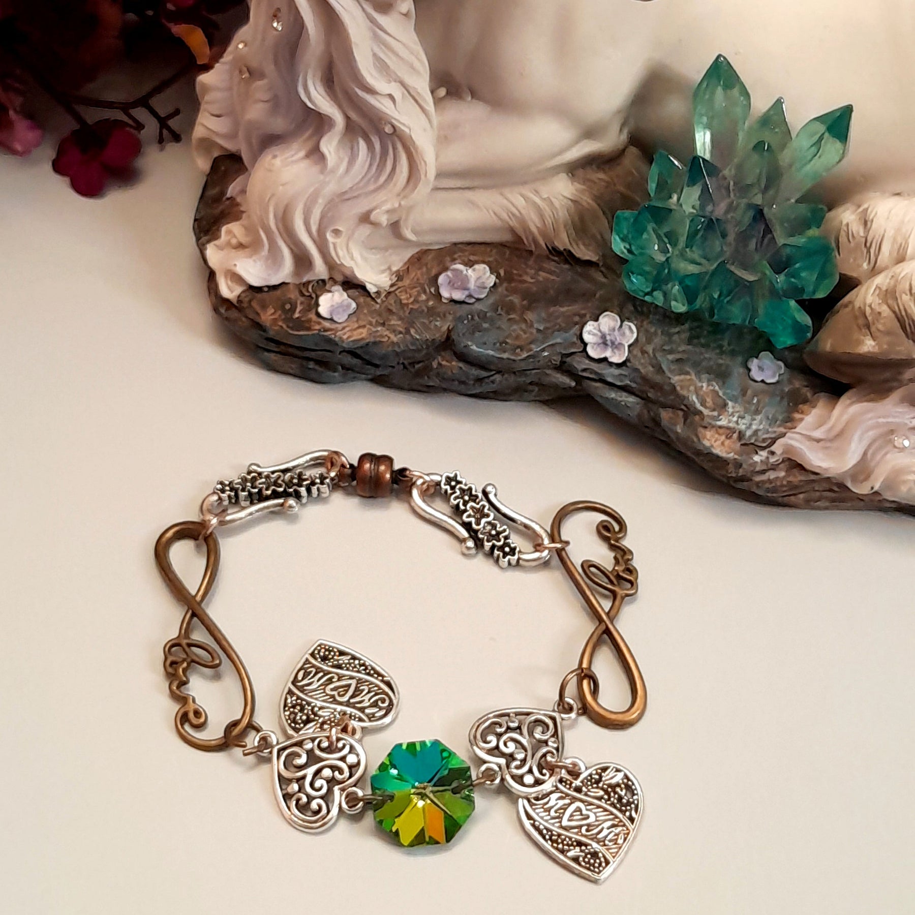 Crystal Hearts Bracelet Mom Gift