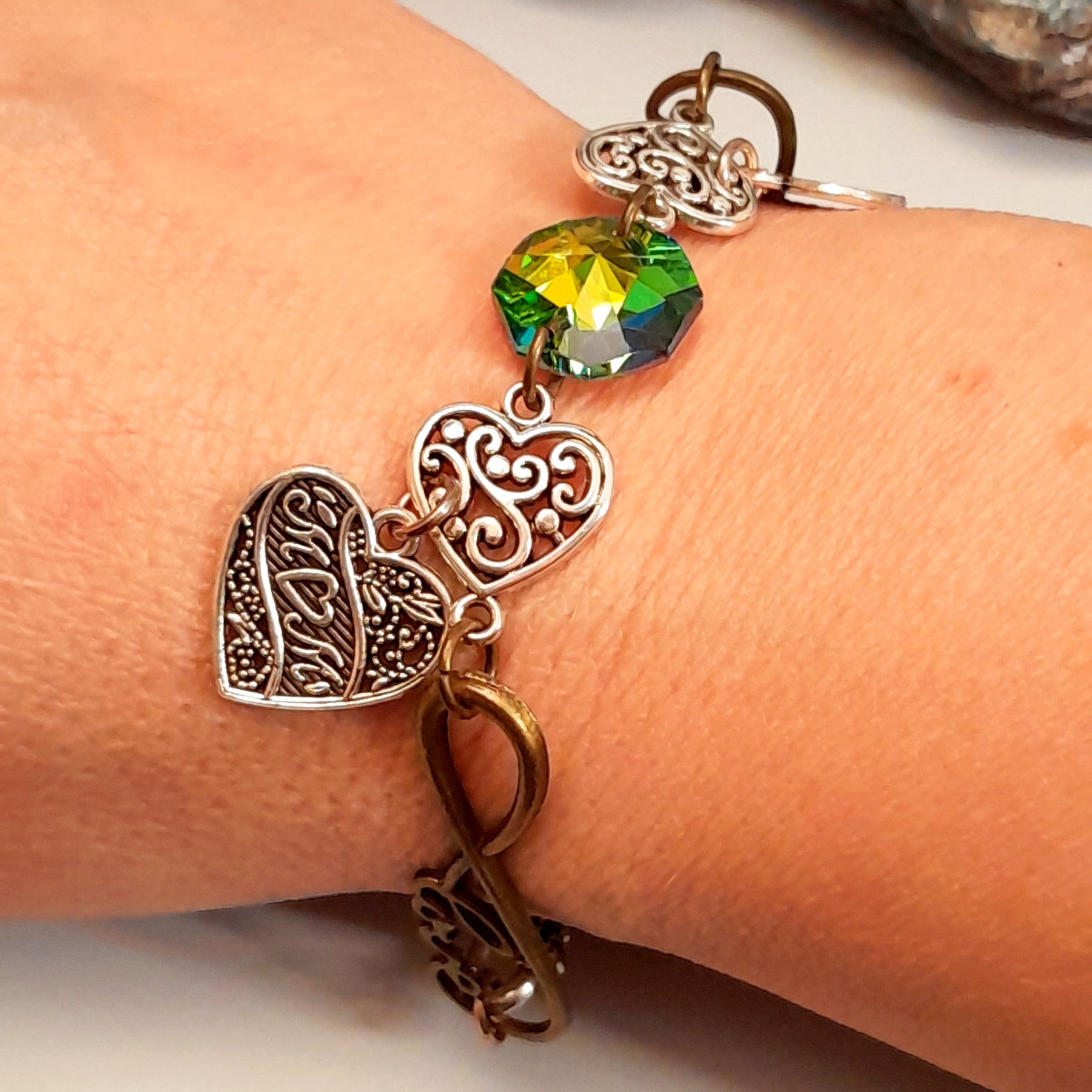 Crystal Hearts Bracelet Mom Gift