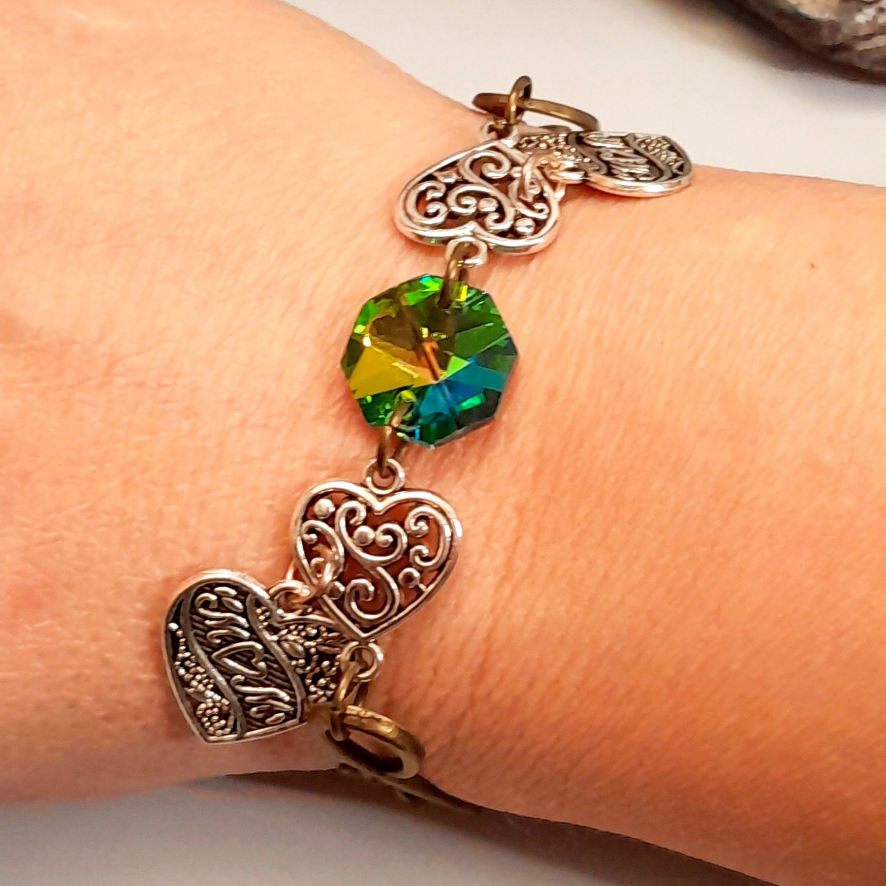 Crystal Hearts Bracelet Mom Gift