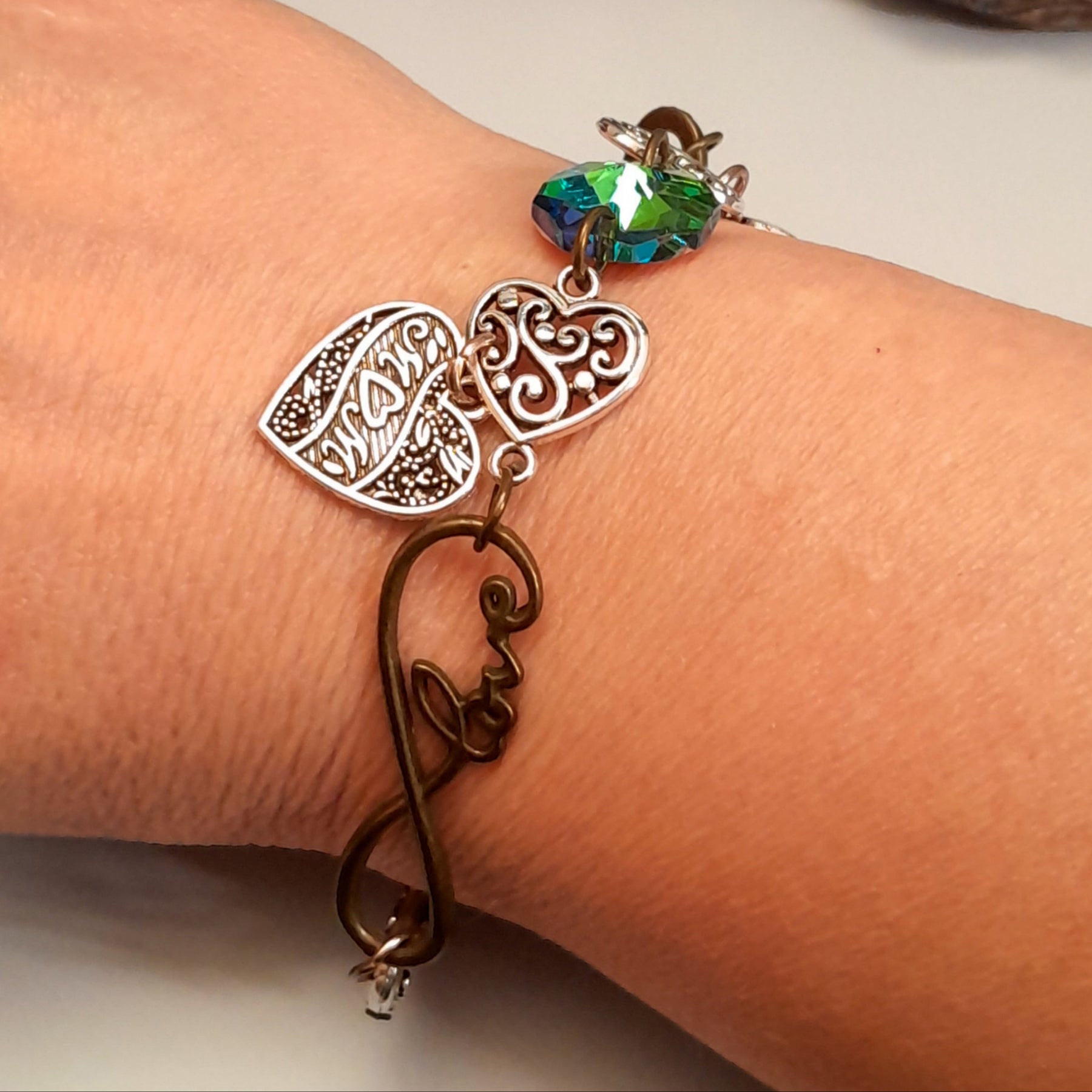 Crystal Hearts Bracelet Mom Gift