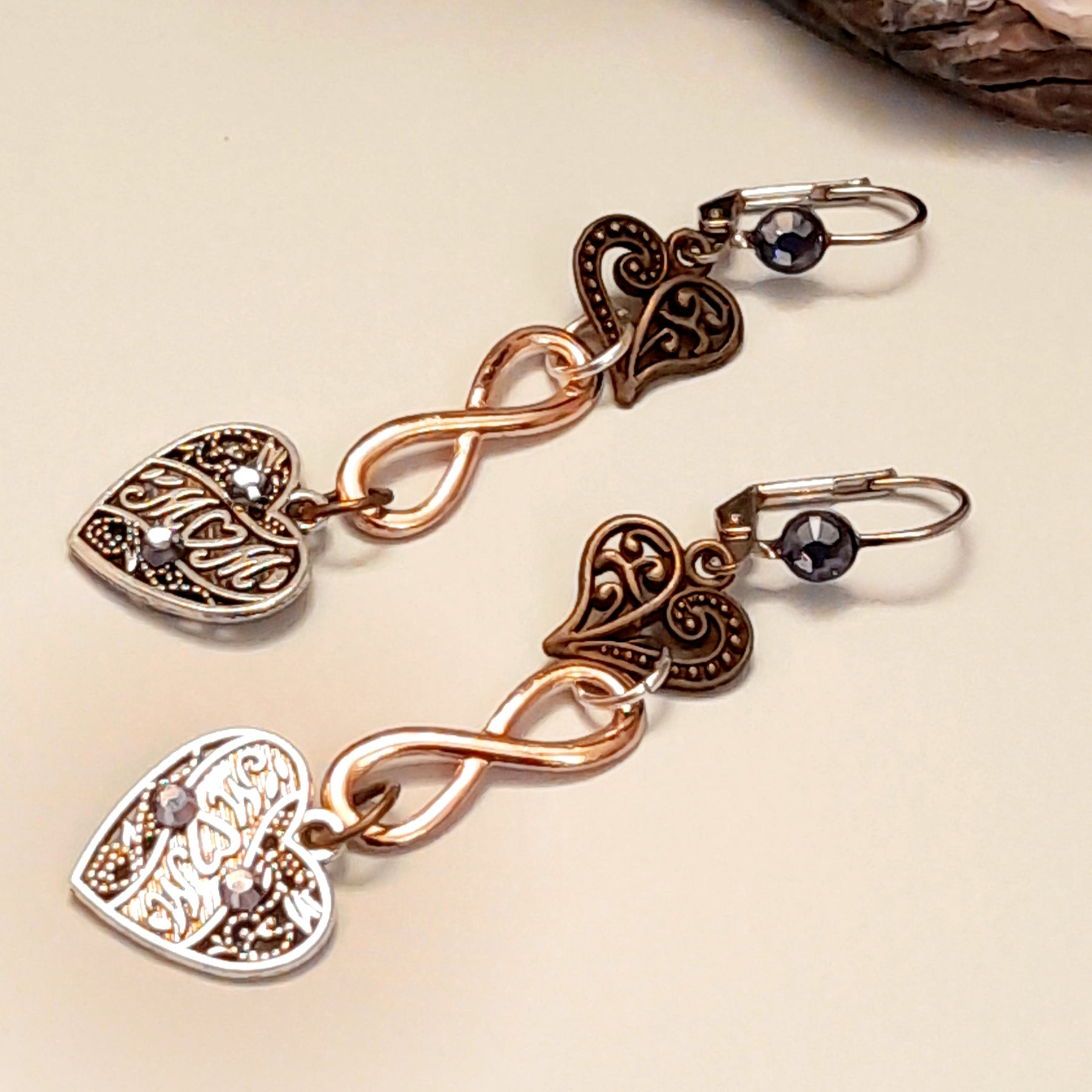 Dangle Heart Earrings Mom Gift