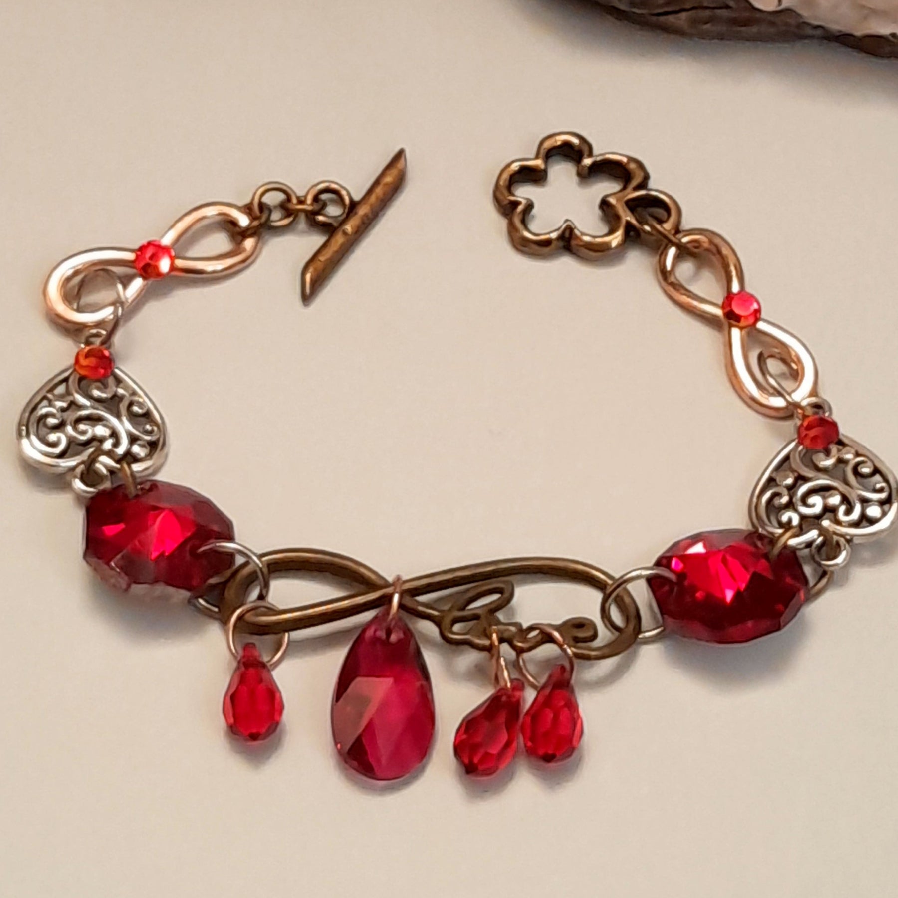 Red Crystal Heart Bracelet