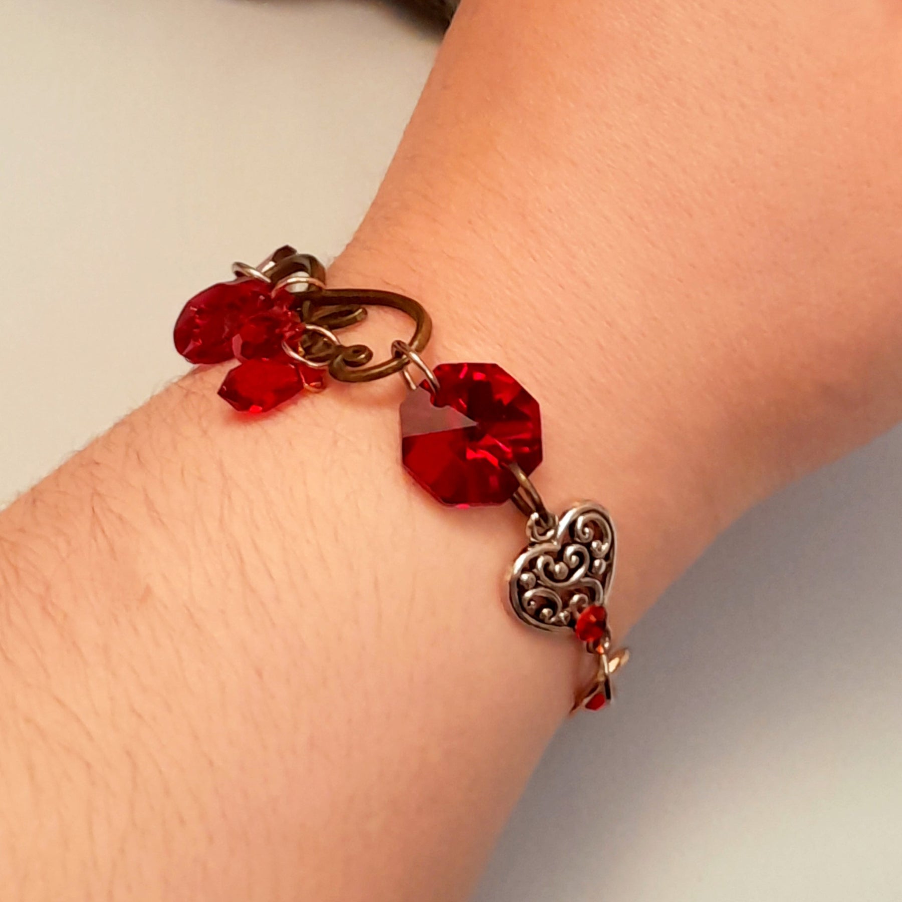Red Crystal Heart Bracelet