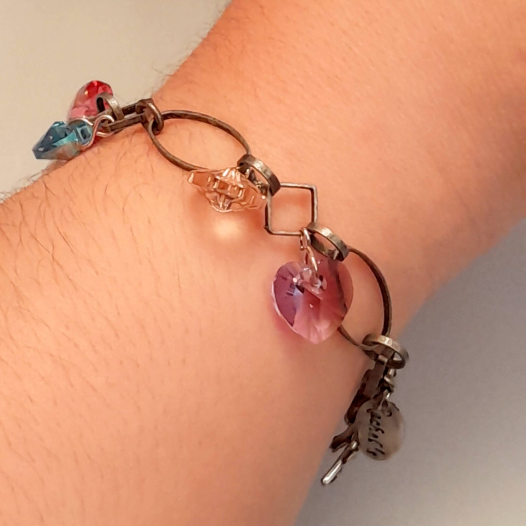 Crystal Bracelet Multi Color Hearts