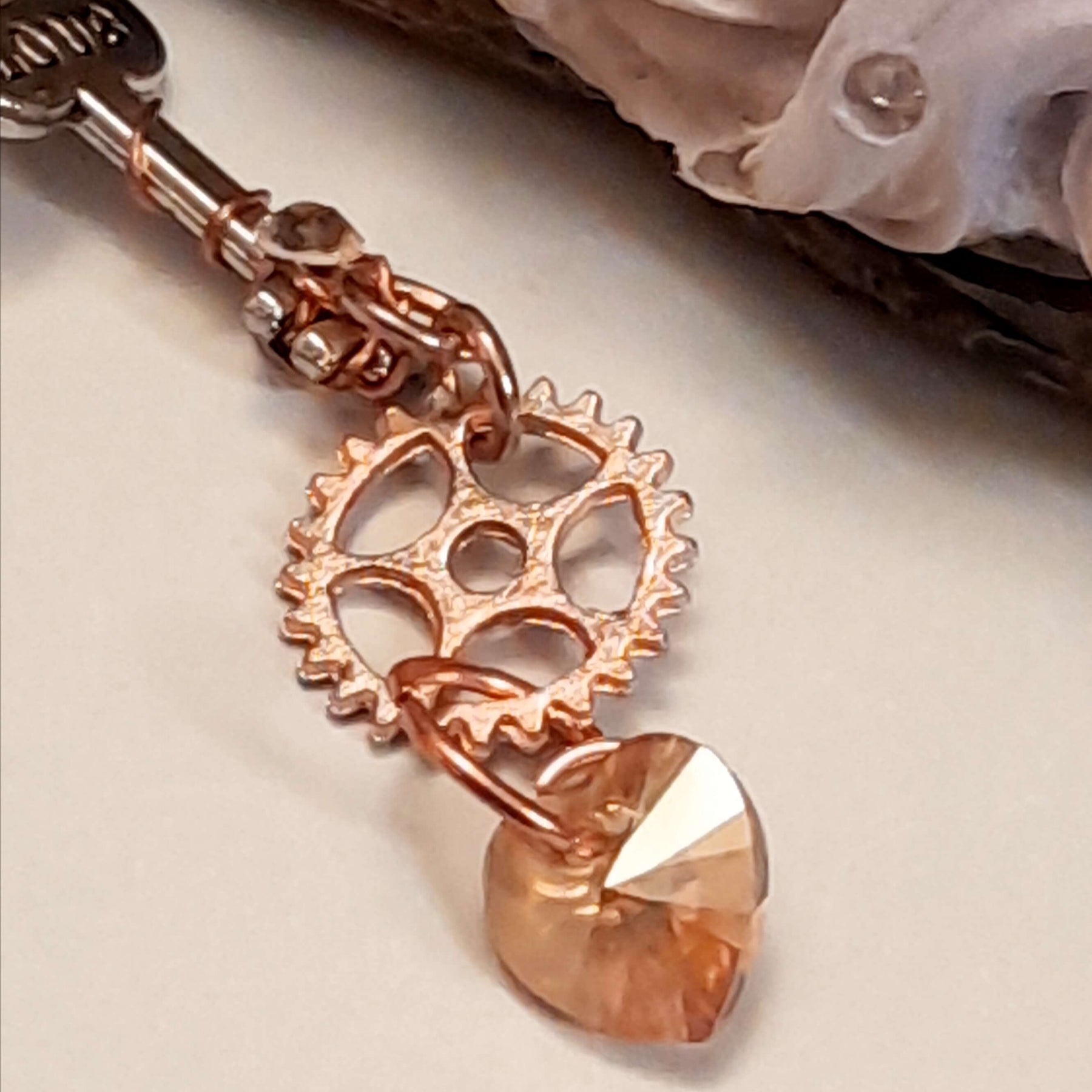 Asymmetrical Key Heart Earrings