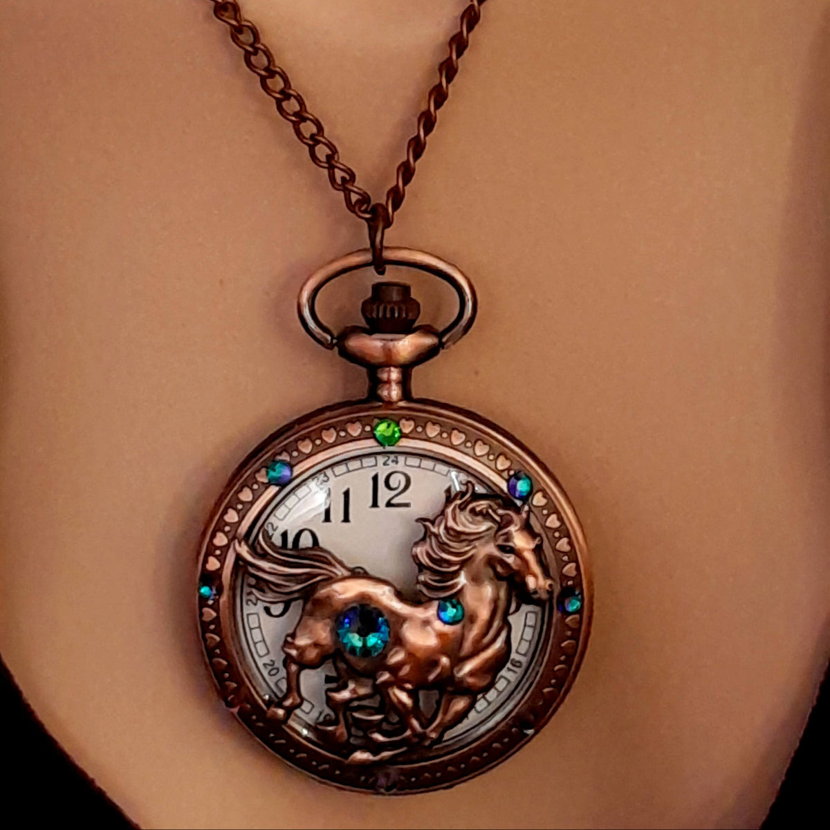 Pocket Watch Necklace Horse Equestrian Jewelry