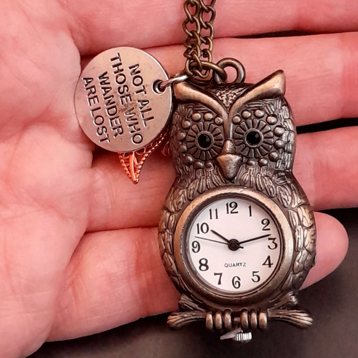 Owl Watch Necklace with Charms