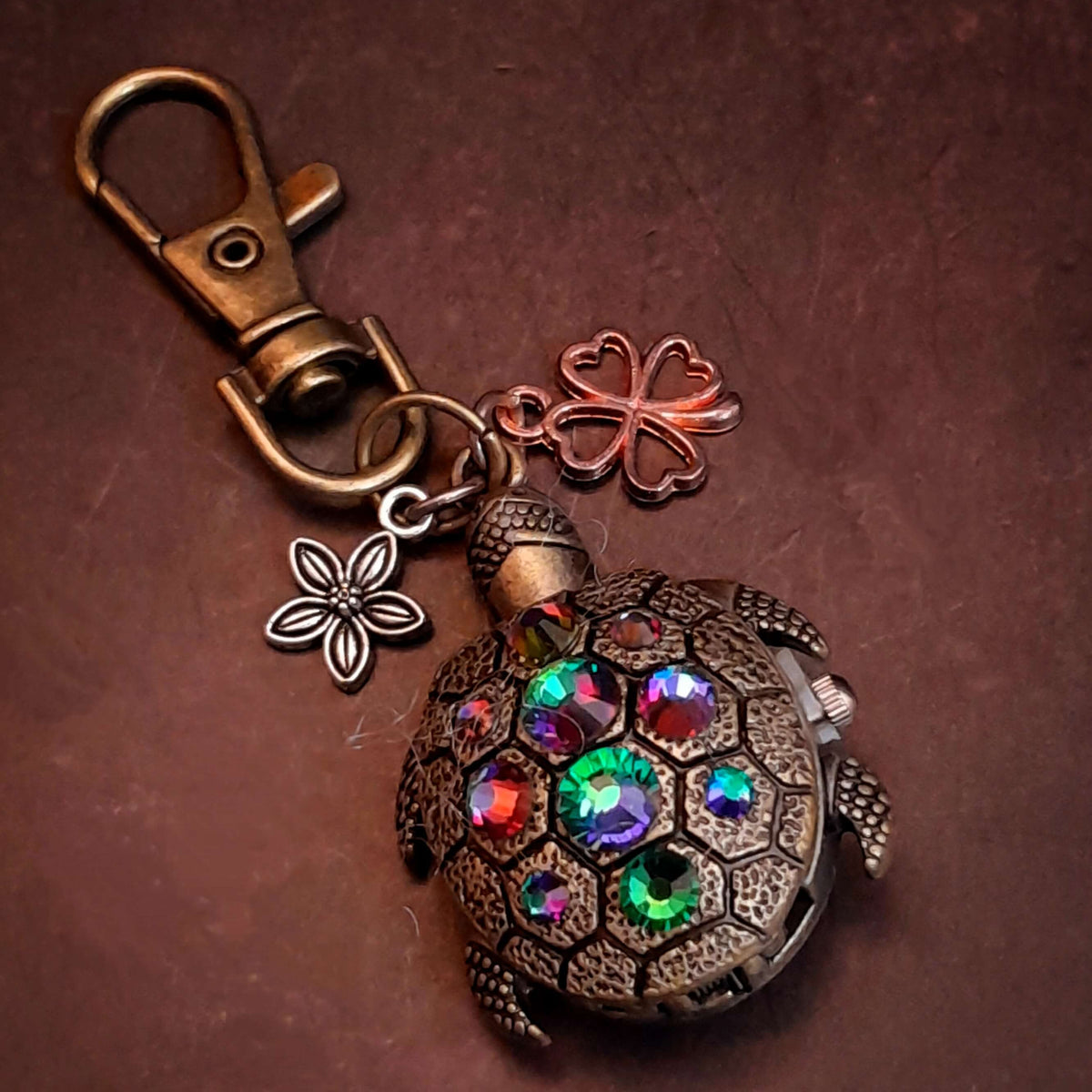 Turtle Clock Keychain Purse Charm