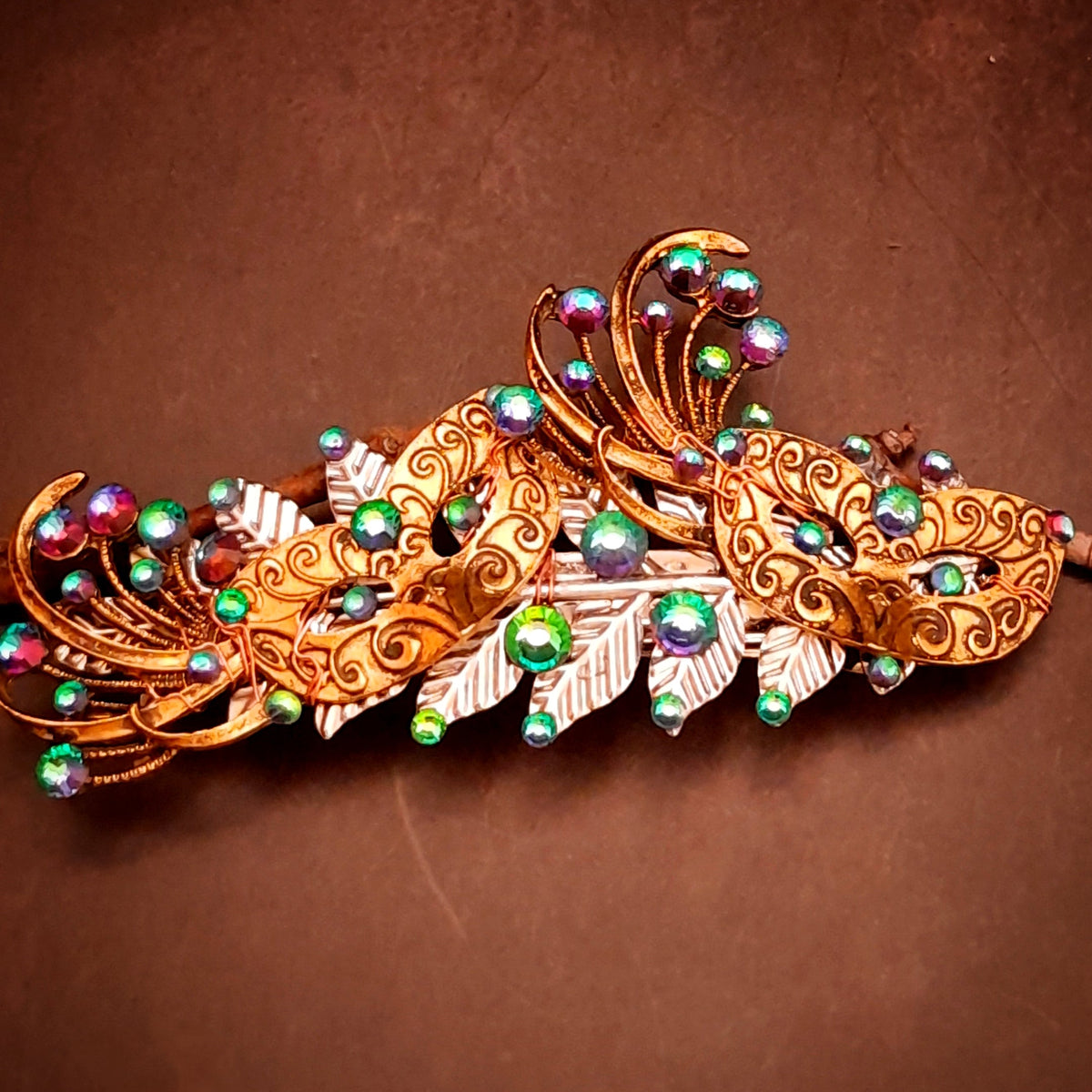 hair clip swarovski crystals masquerade mask