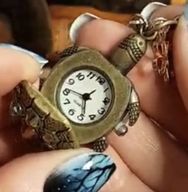 Turtle Clock Keychain Purse Charm