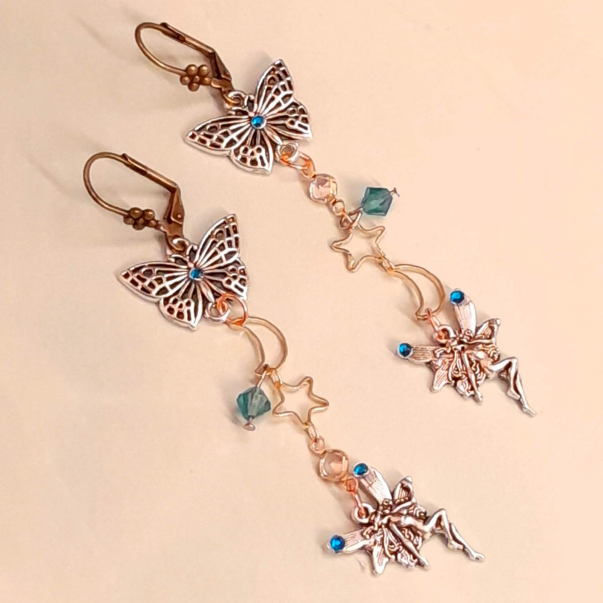 Something blue bridal earrings with blue world-renowned genuine Swarovski crystals — Victorian style vintage style handmade wedding earrings