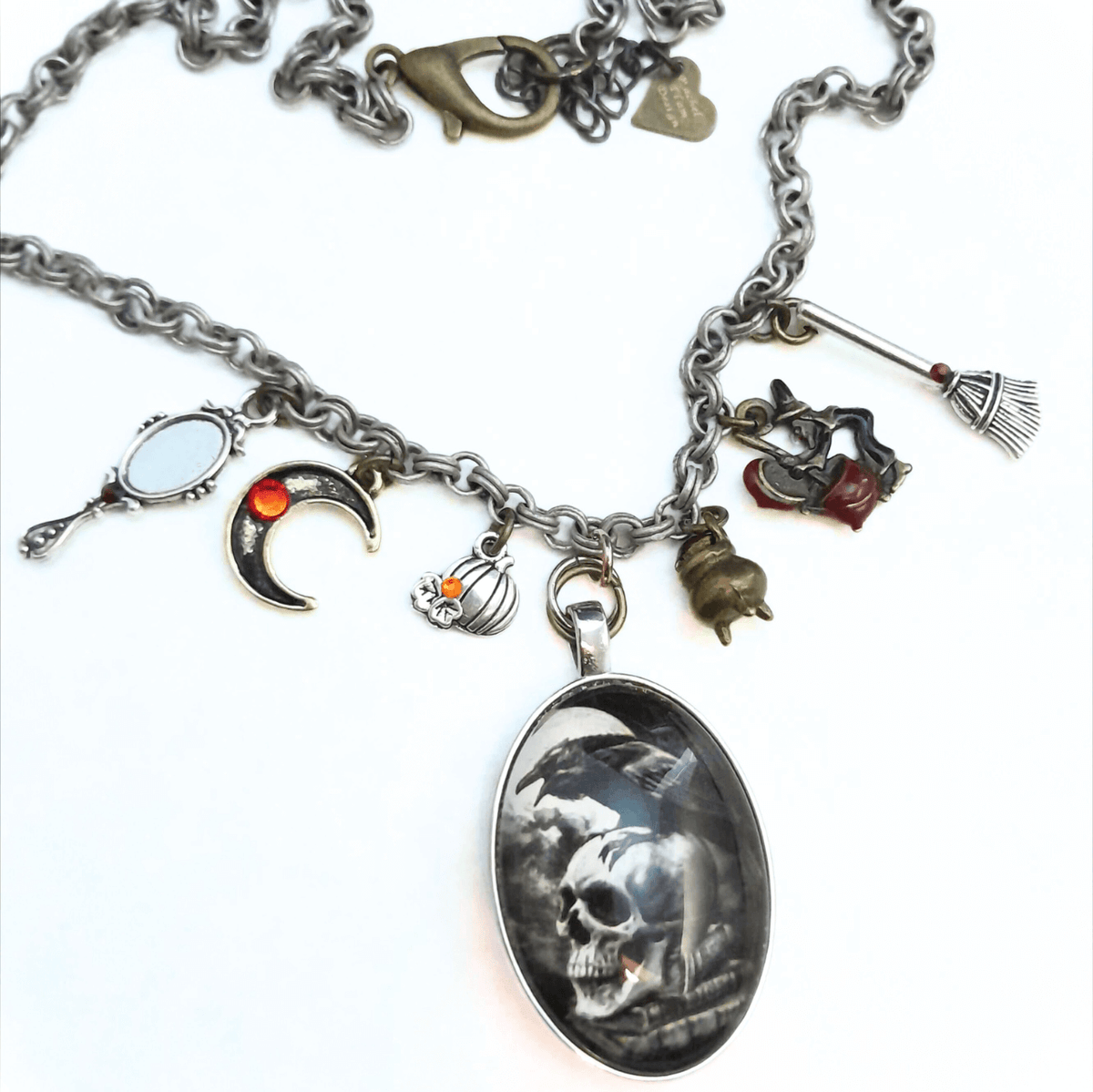 Witchy Crow & Skull Necklace