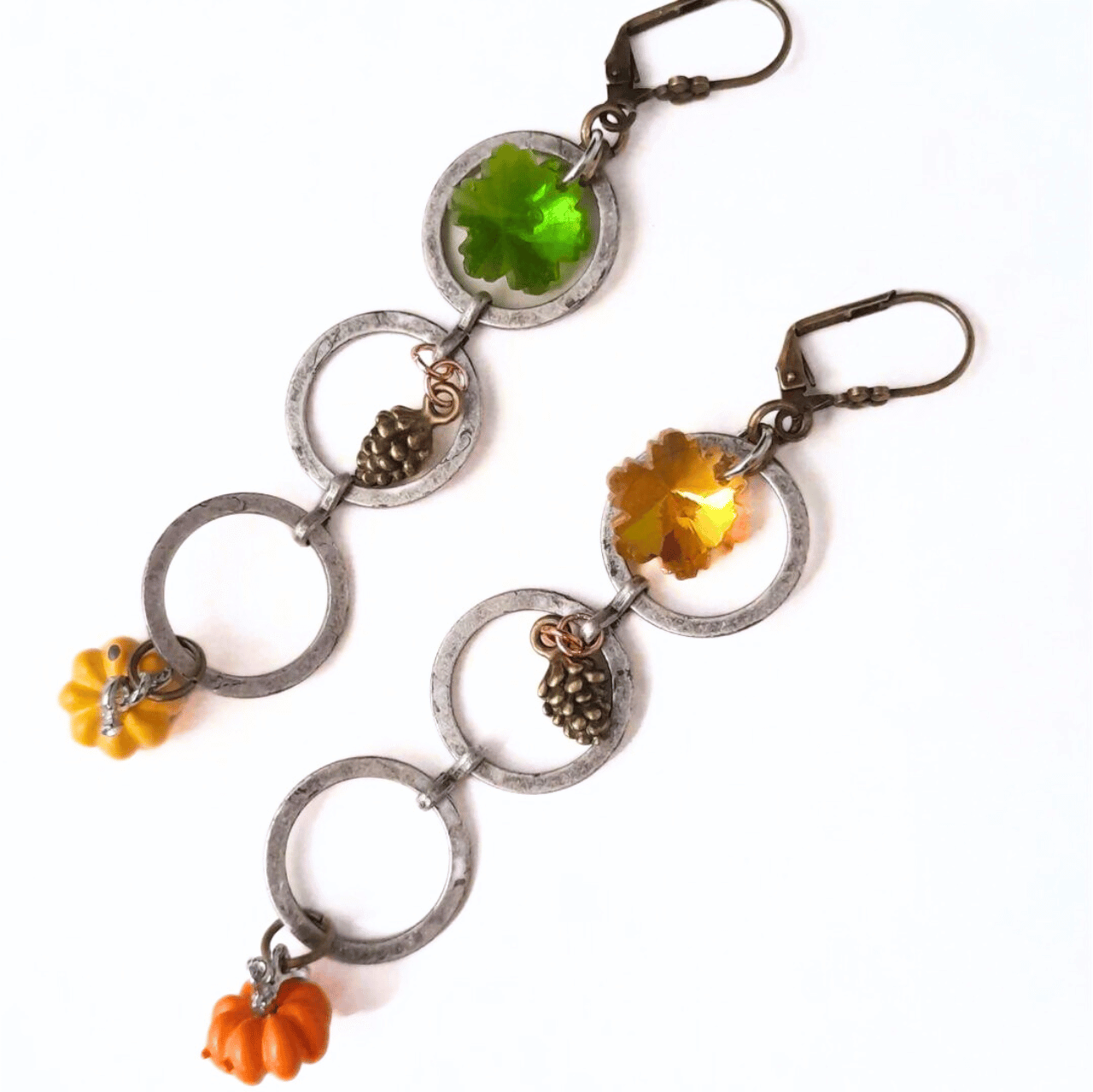 Long Dangle Pumpkin Earrings