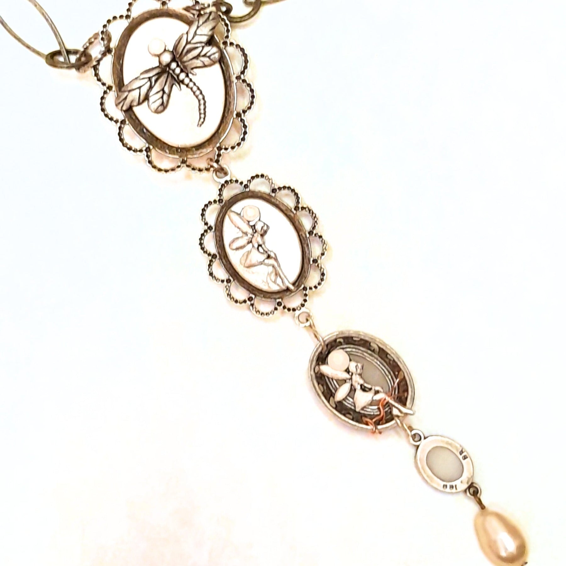 White Cat's Eye Hummingbird Necklace