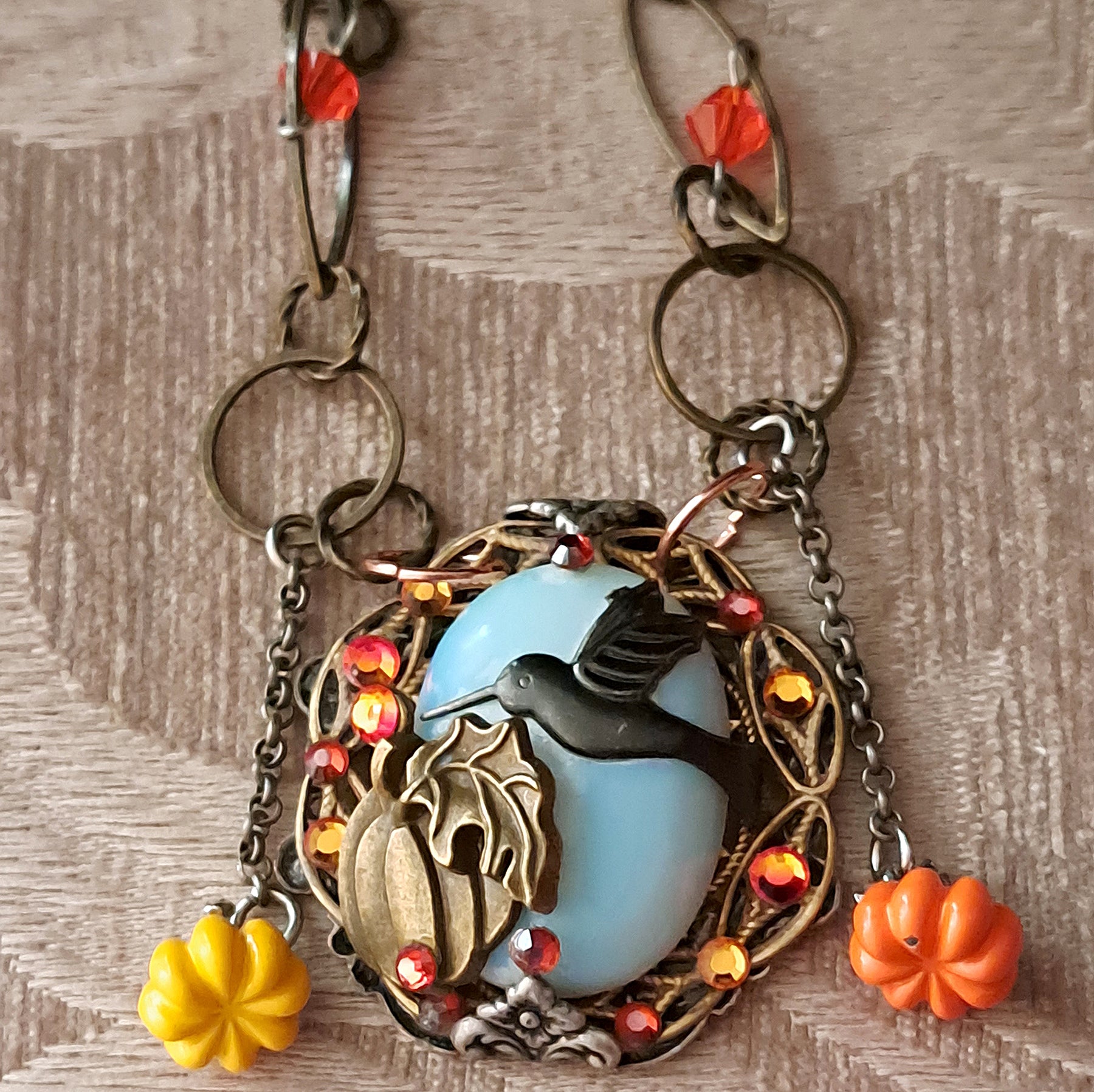 Hummingbird White Opal Fantasy Necklace