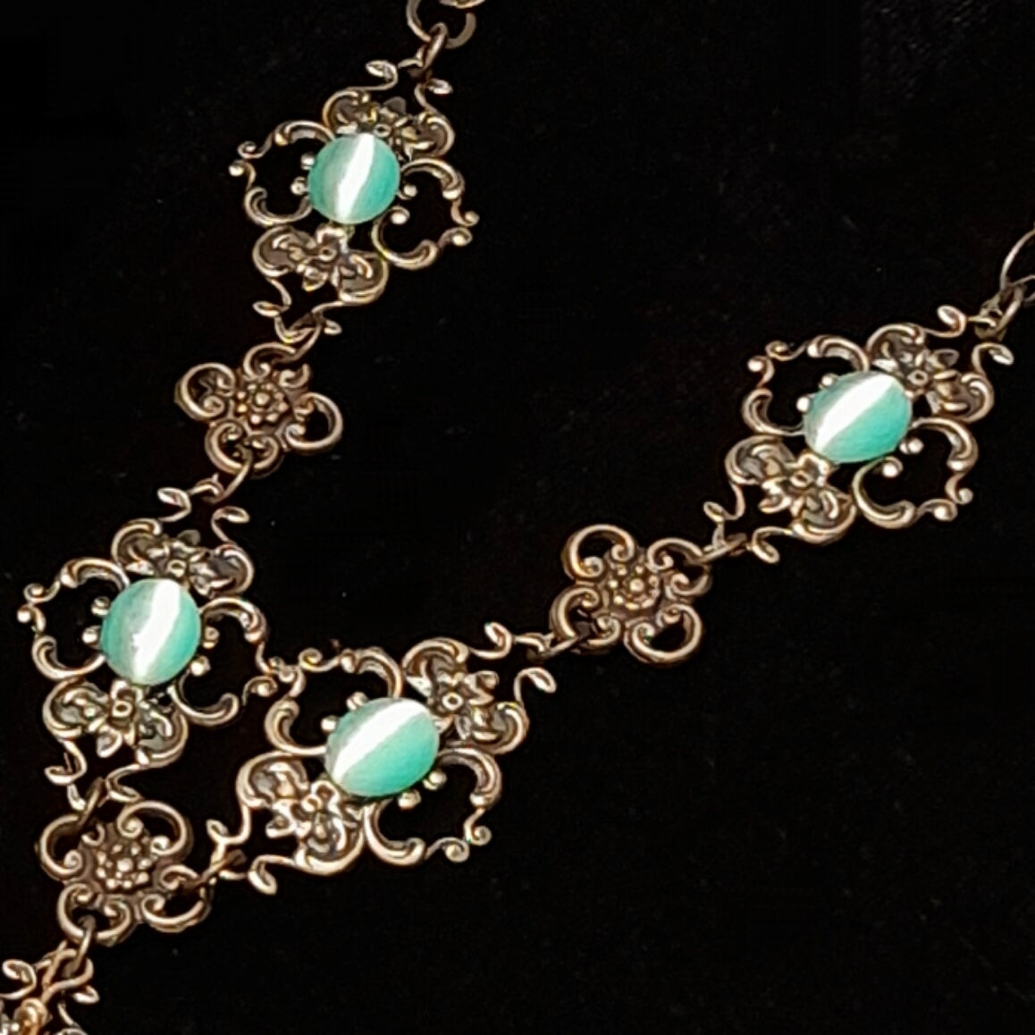Victorian Style Mint Green Heart Necklace