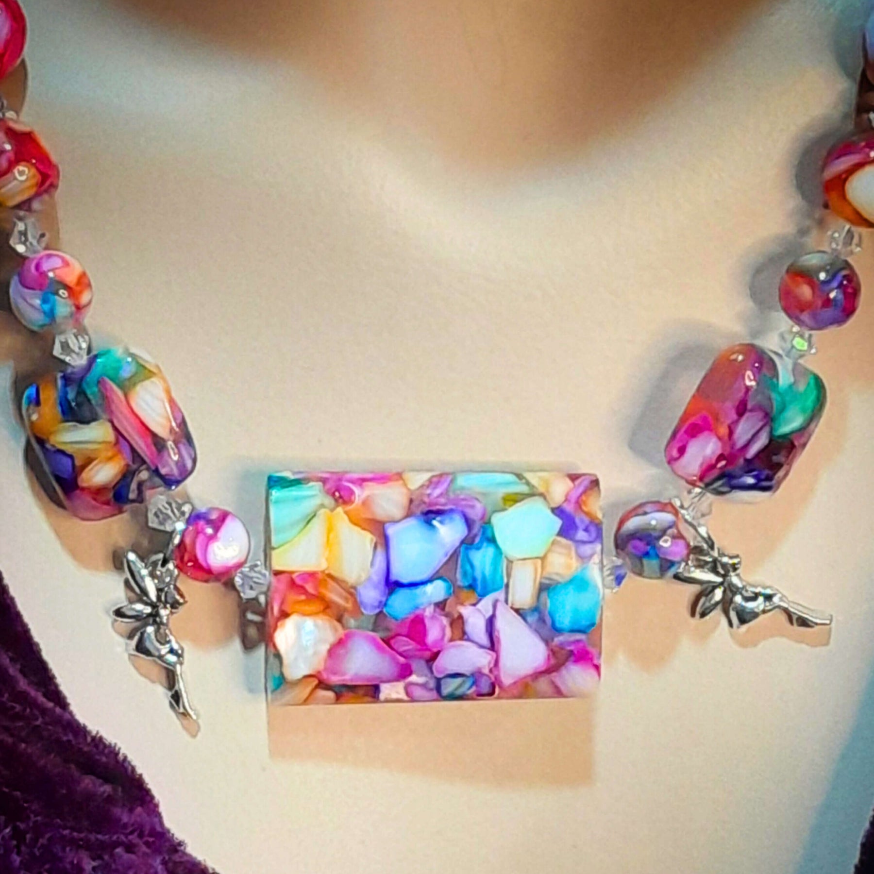 Rainbow Beads Multicolor Fairy Necklace