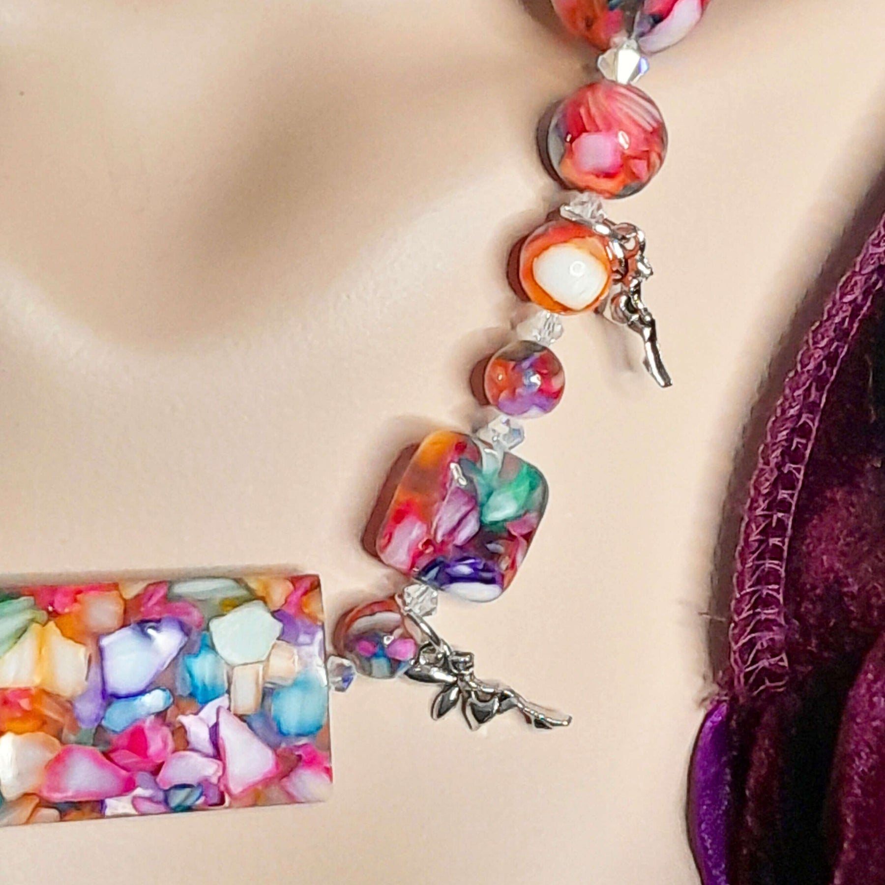Rainbow Beads Multicolor Fairy Necklace