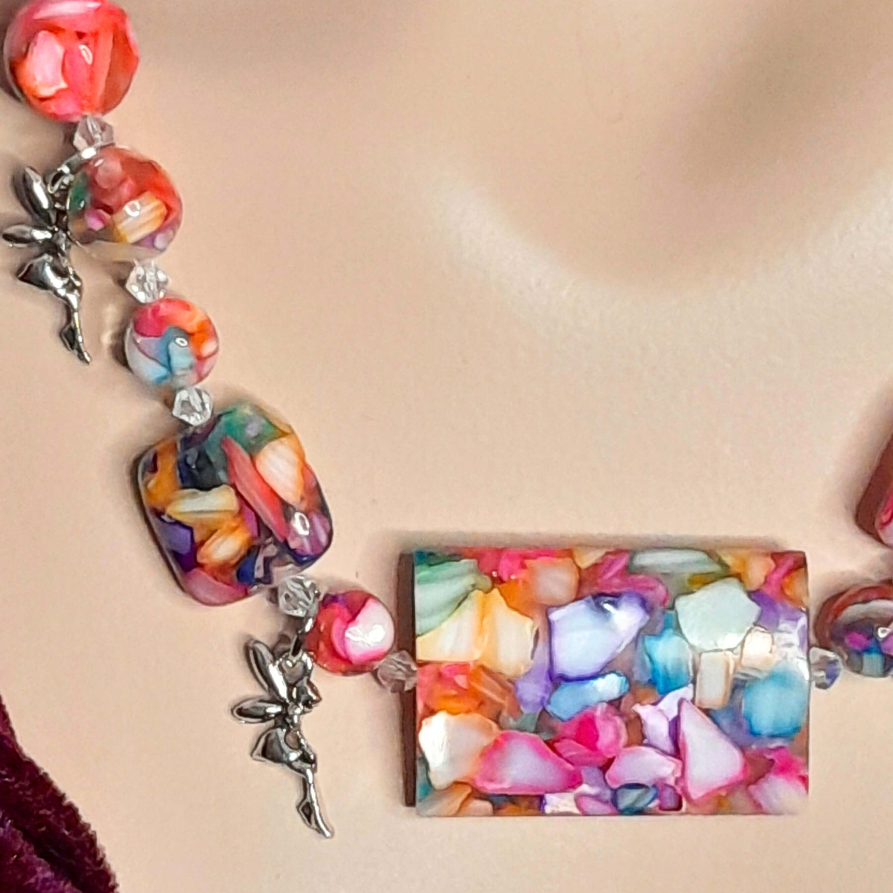 Rainbow Beads Multicolor Fairy Necklace