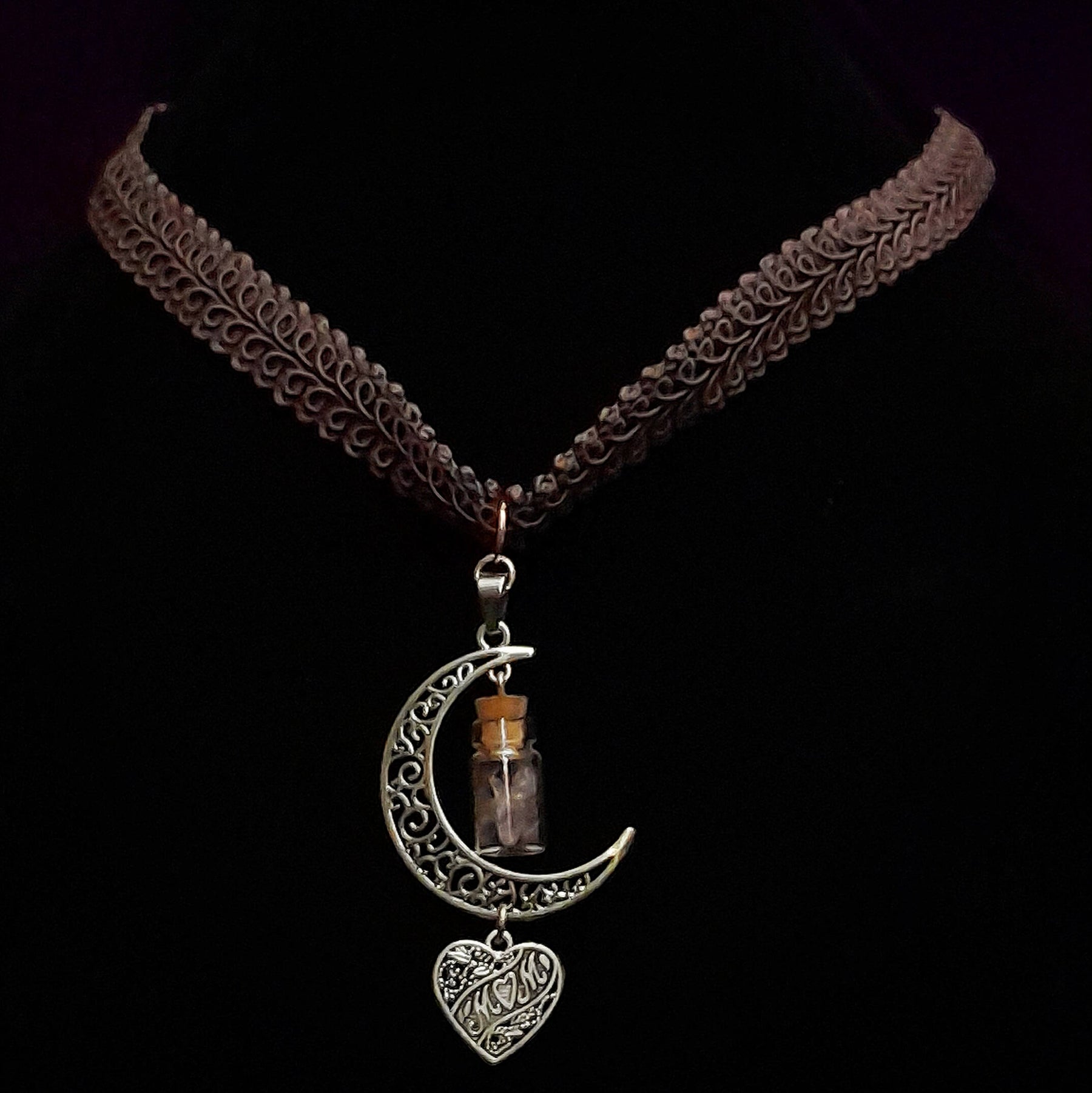 Purple Amethyst Moon Choker Necklace - Mothers Day