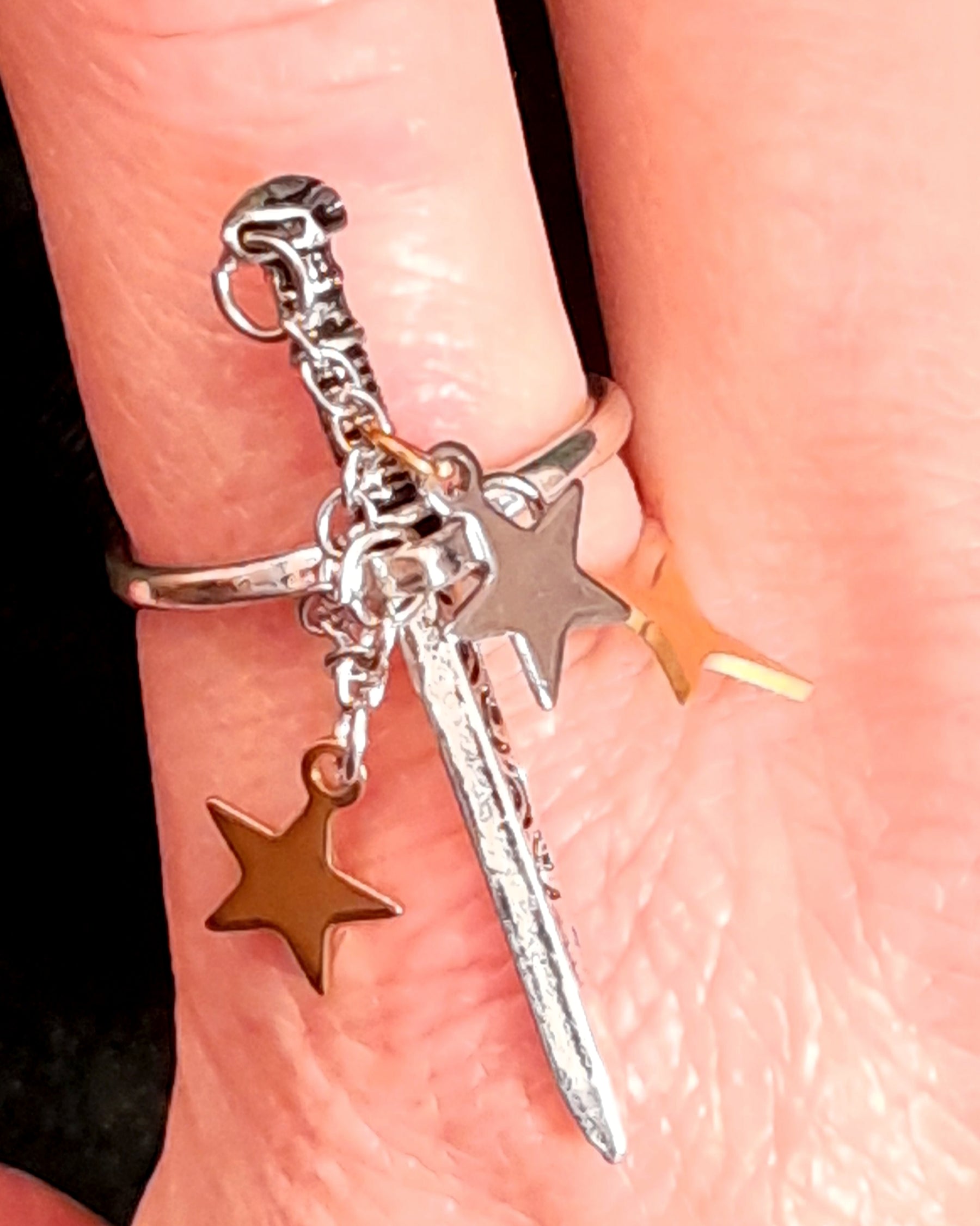 Adjustable Fantasy Sword & Stars Ring