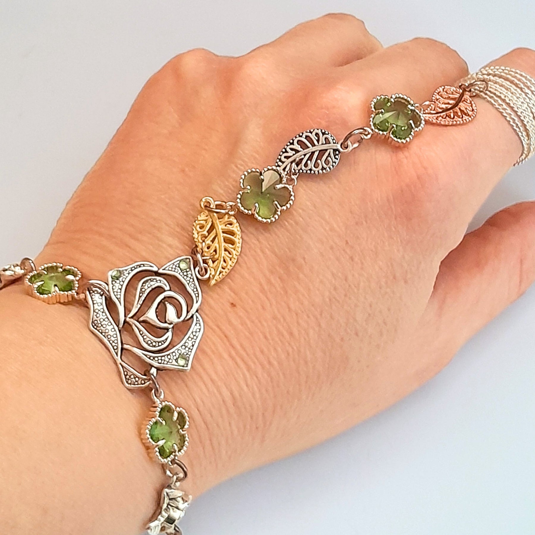 Hand Chain Green Flowers & Nature