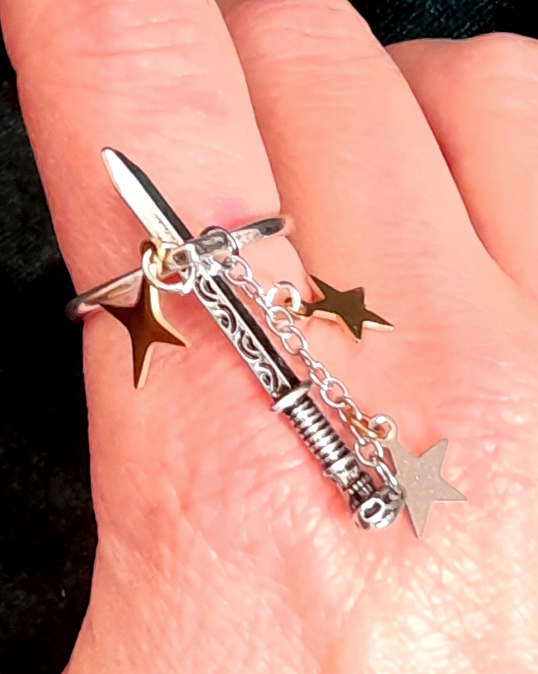Adjustable Fantasy Sword & Stars Ring