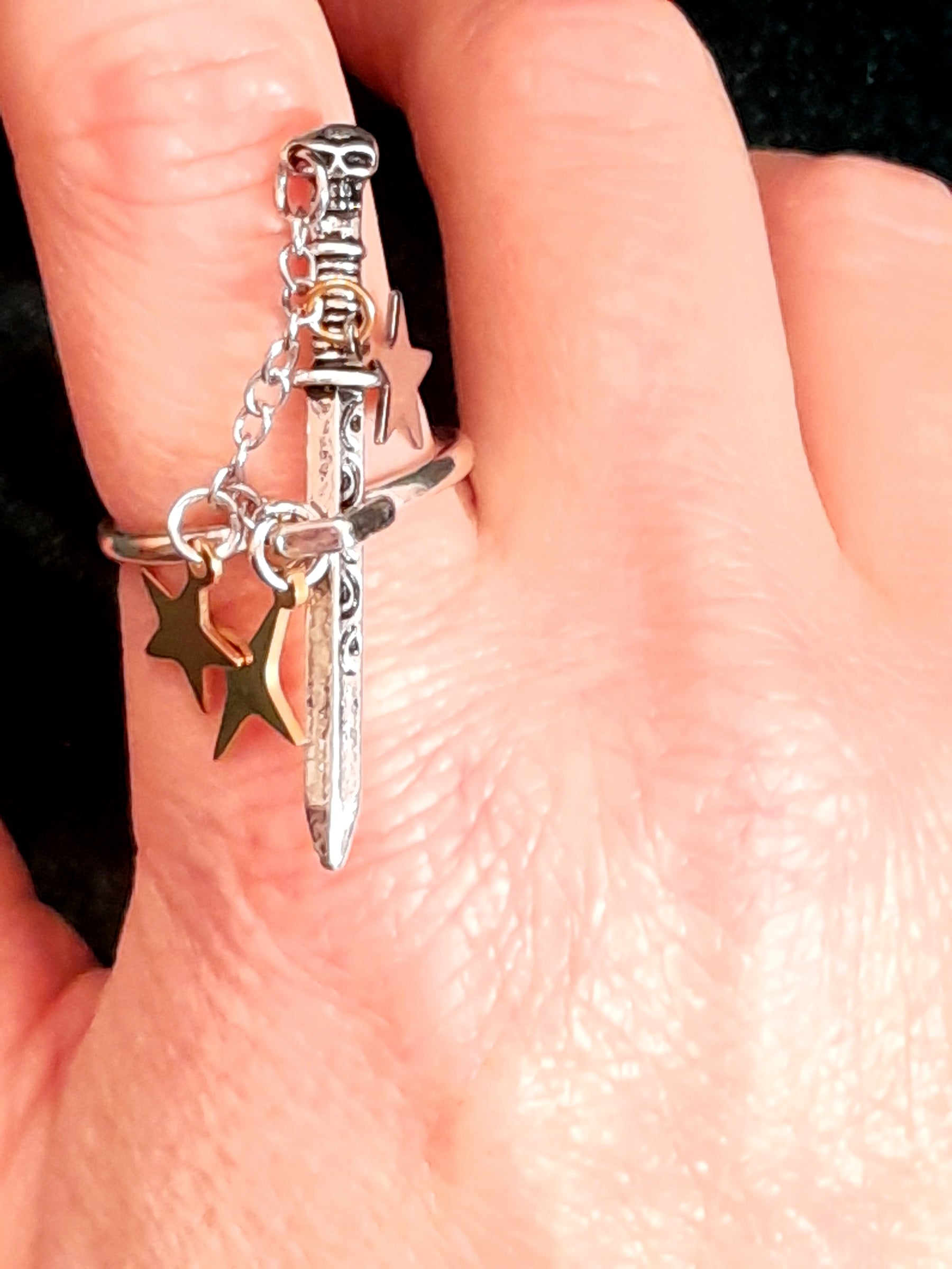 Adjustable Fantasy Sword & Stars Ring