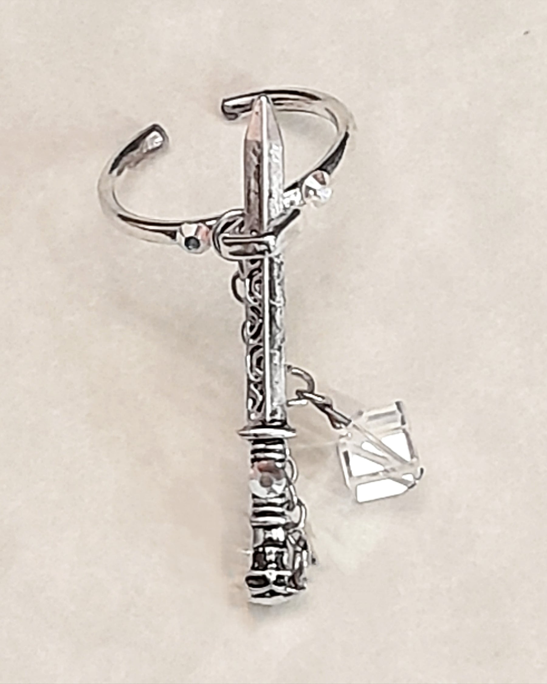 Adjustable Ring Sword AB Crystals