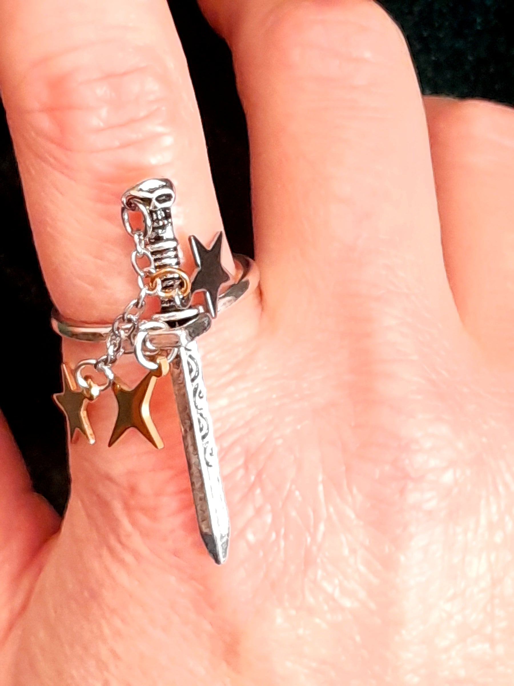 Adjustable Fantasy Sword & Stars Ring